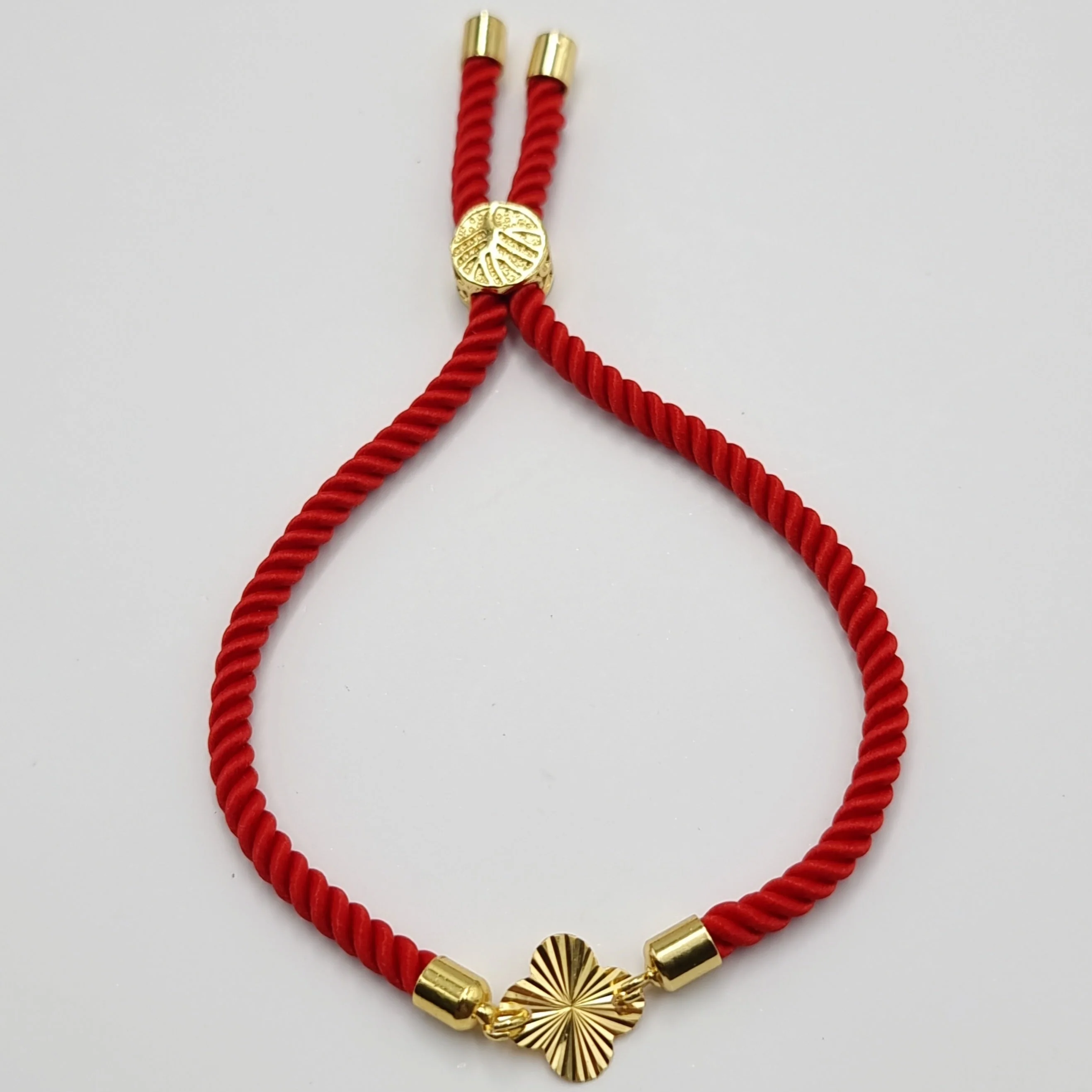 21K Pure Gold Thread Adjustable Flower Design Bracelet - Image 11