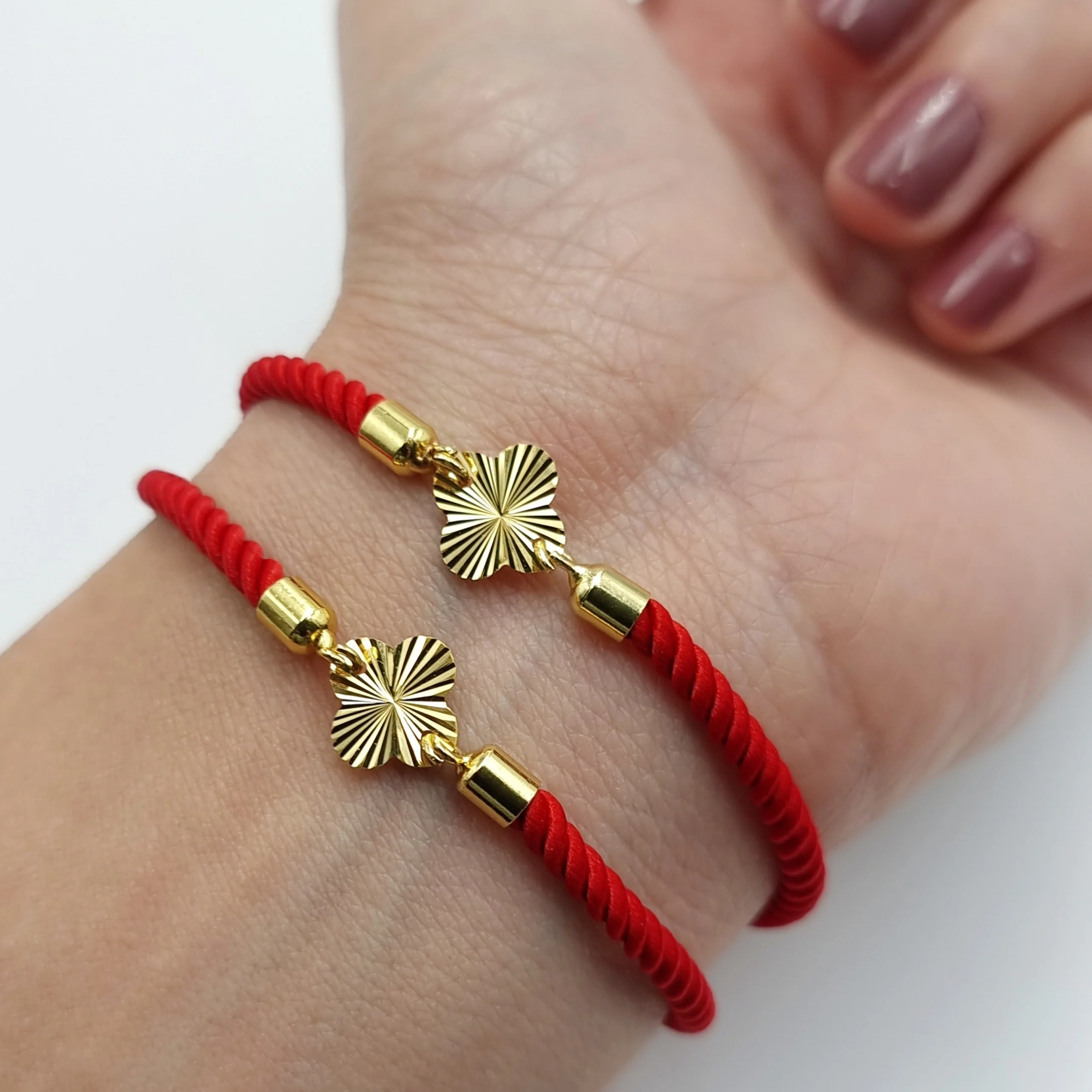 21K Pure Gold Thread Adjustable Flower Design Bracelet - Image 12