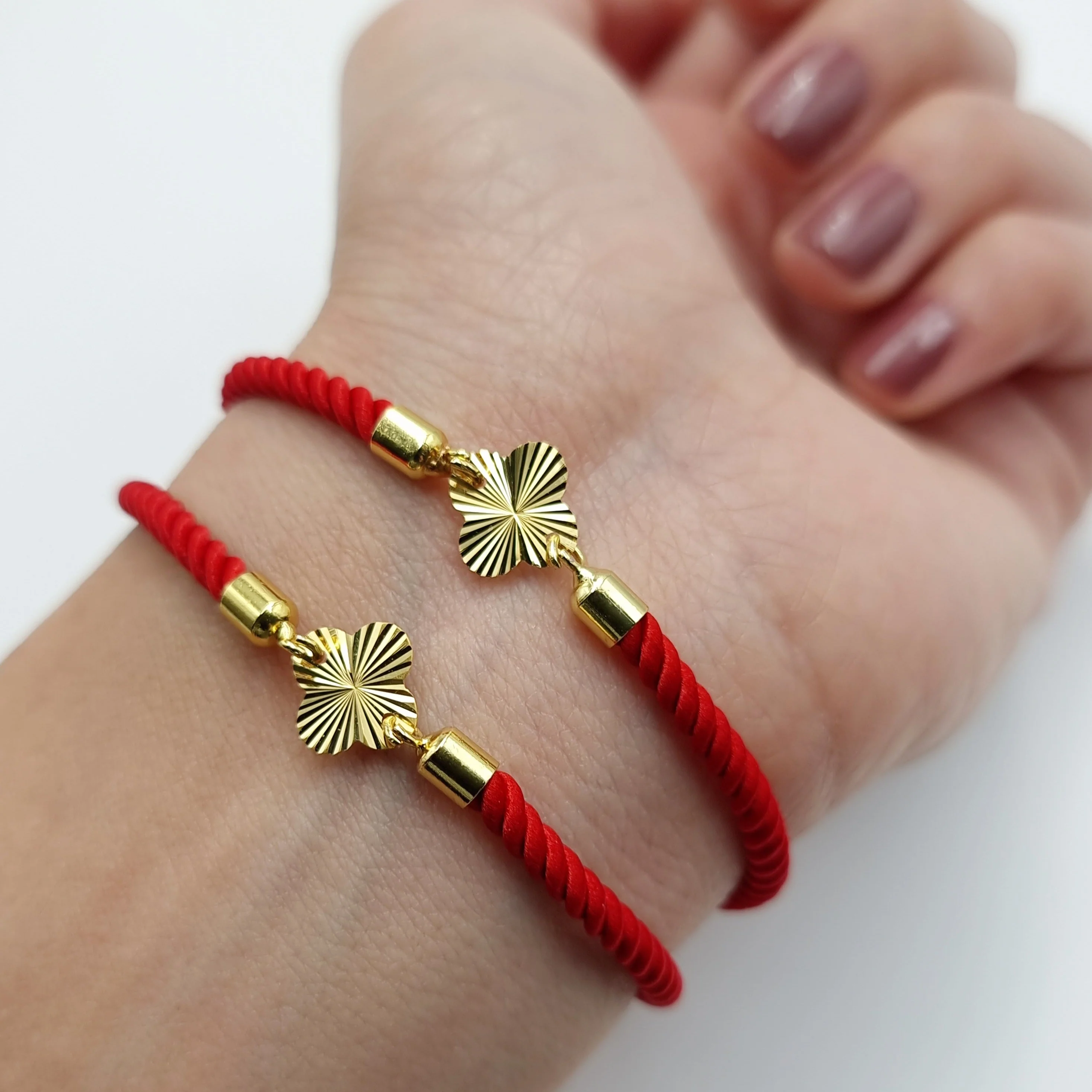21K Pure Gold Thread Adjustable Flower Design Bracelet - Image 13