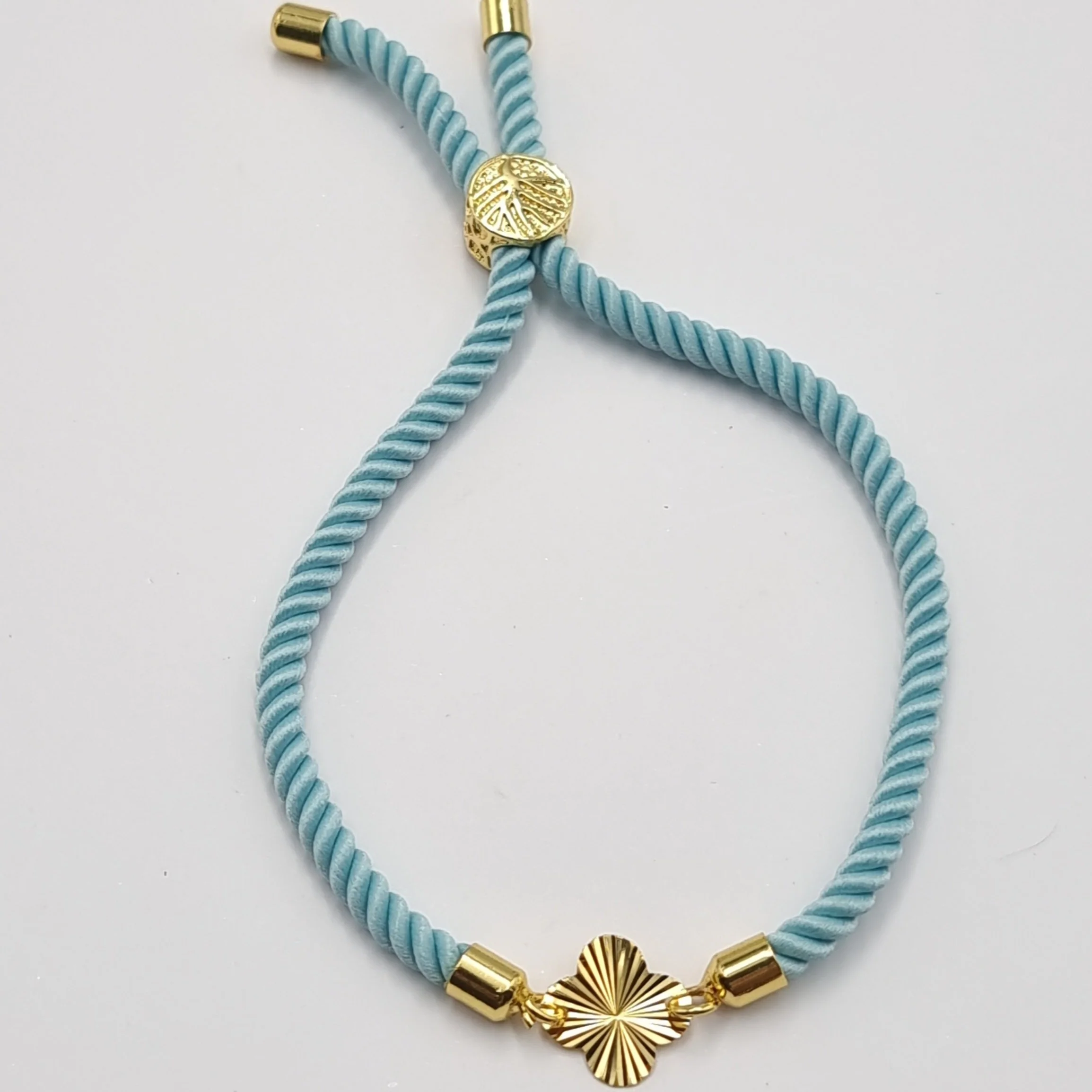 21K Pure Gold Thread Adjustable Flower Design Bracelet - Image 14