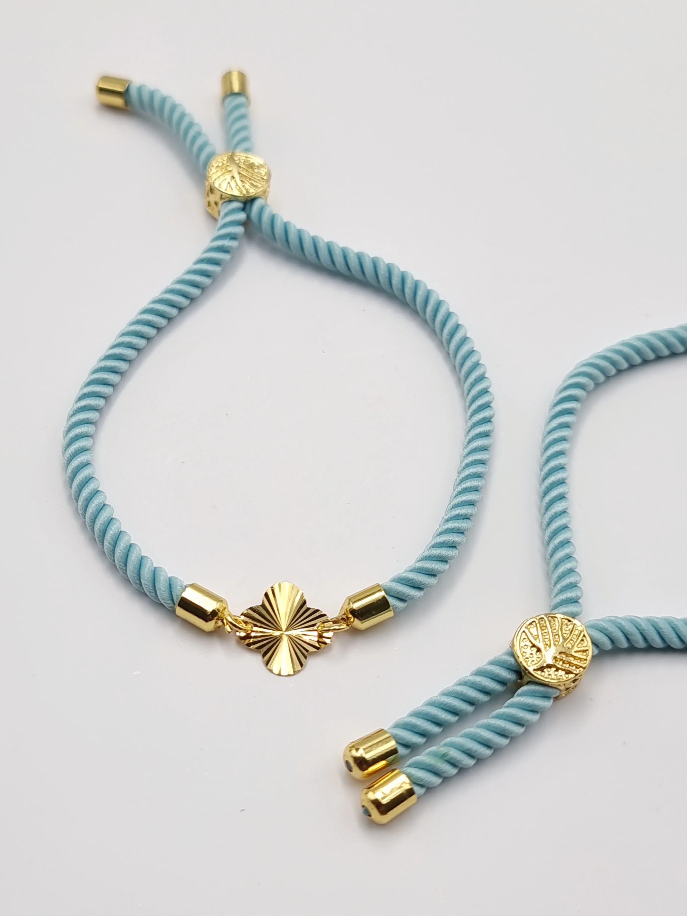 21K Pure Gold Thread Adjustable Flower Design Bracelet - Image 15