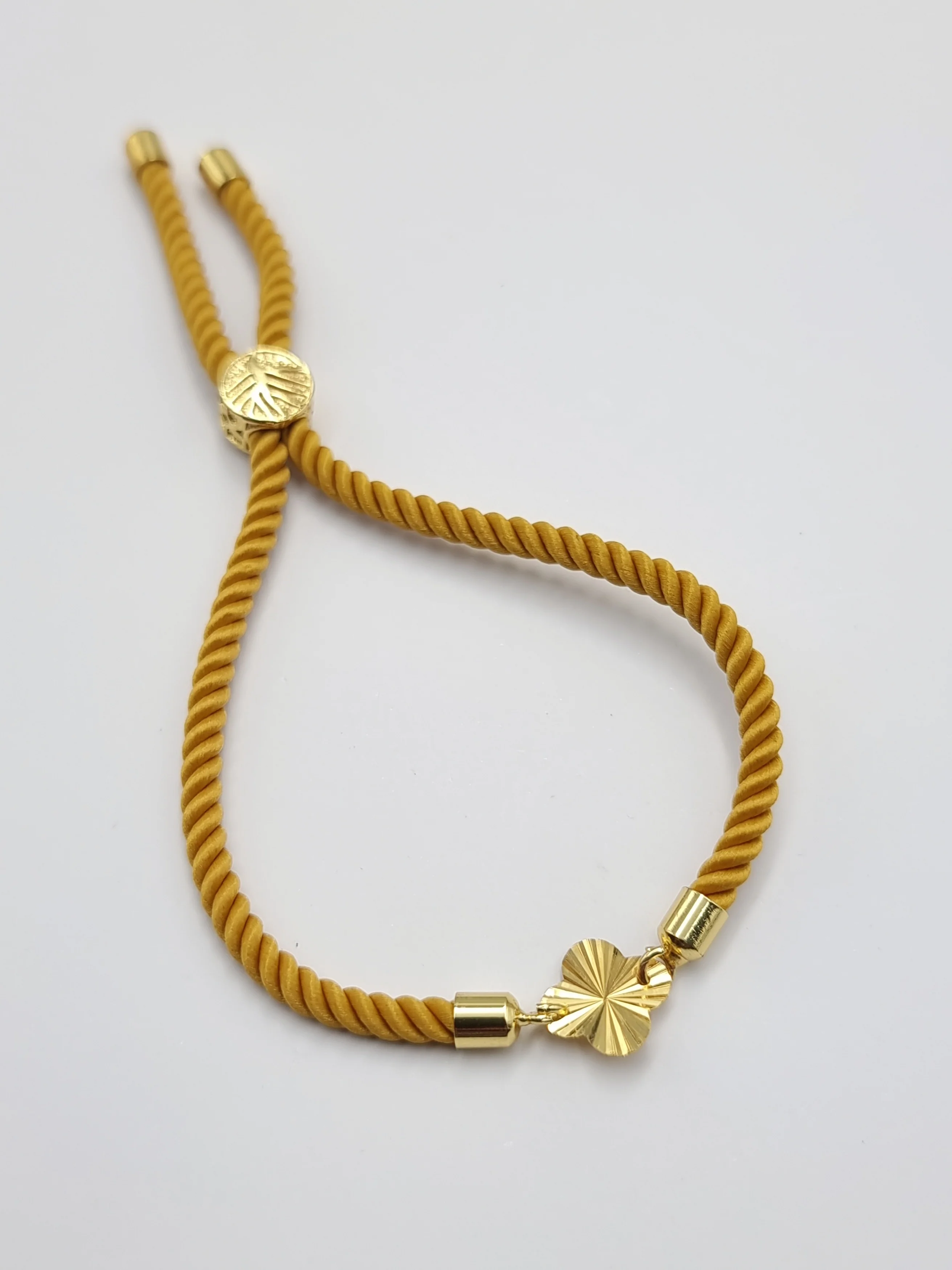 21K Pure Gold Thread Adjustable Flower Design Bracelet - Image 18