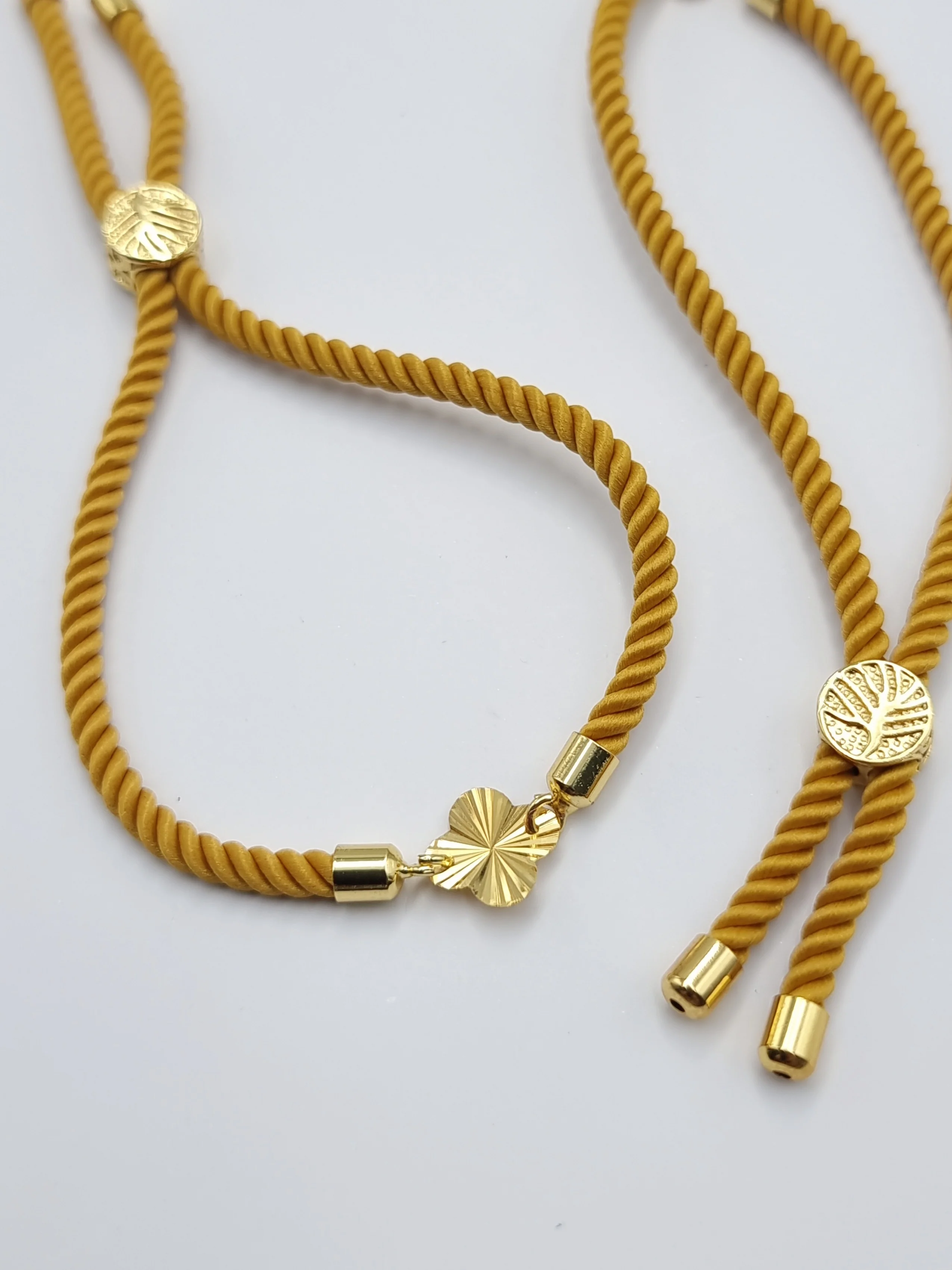 21K Pure Gold Thread Adjustable Flower Design Bracelet - Image 19