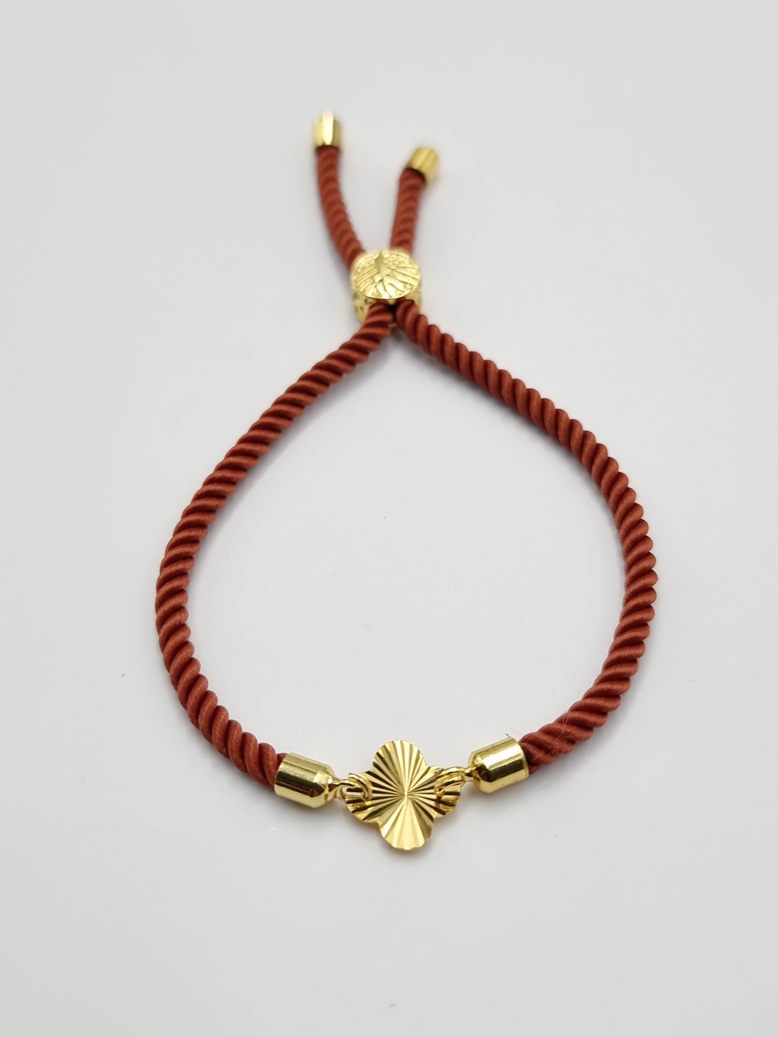 21K Pure Gold Thread Adjustable Flower Design Bracelet - Image 21