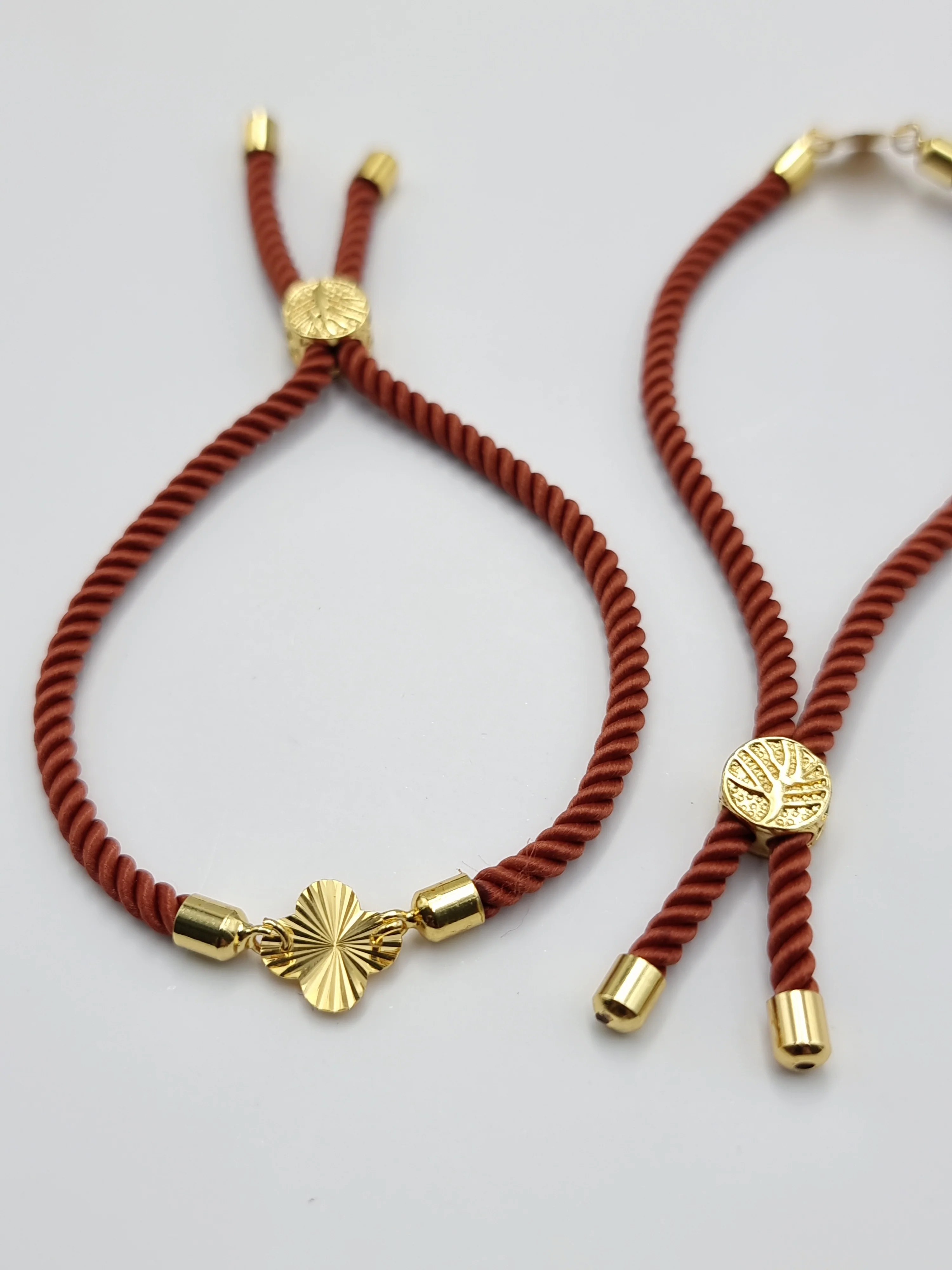 21K Pure Gold Thread Adjustable Flower Design Bracelet - Image 22