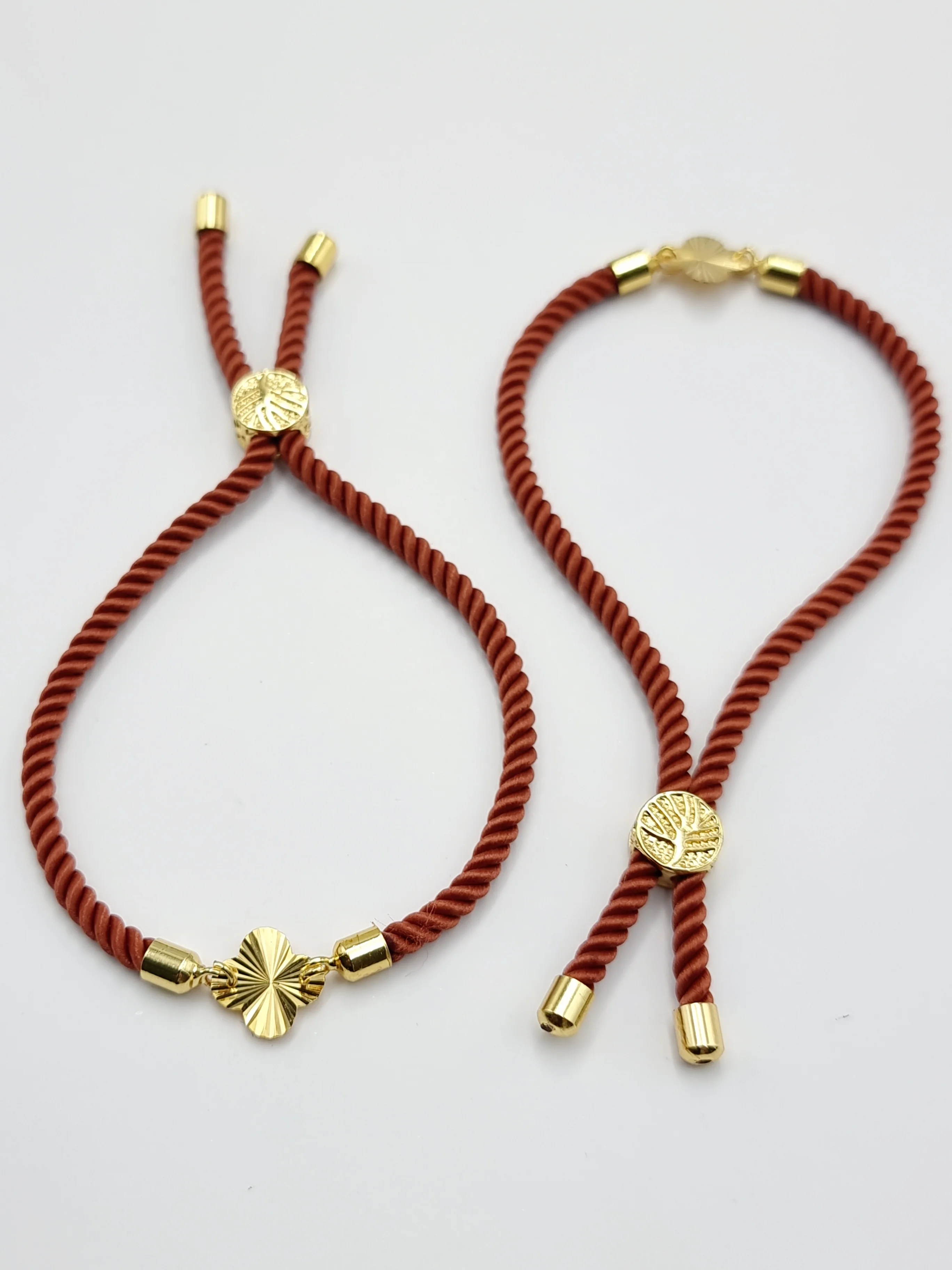 21K Pure Gold Thread Adjustable Flower Design Bracelet - Image 23