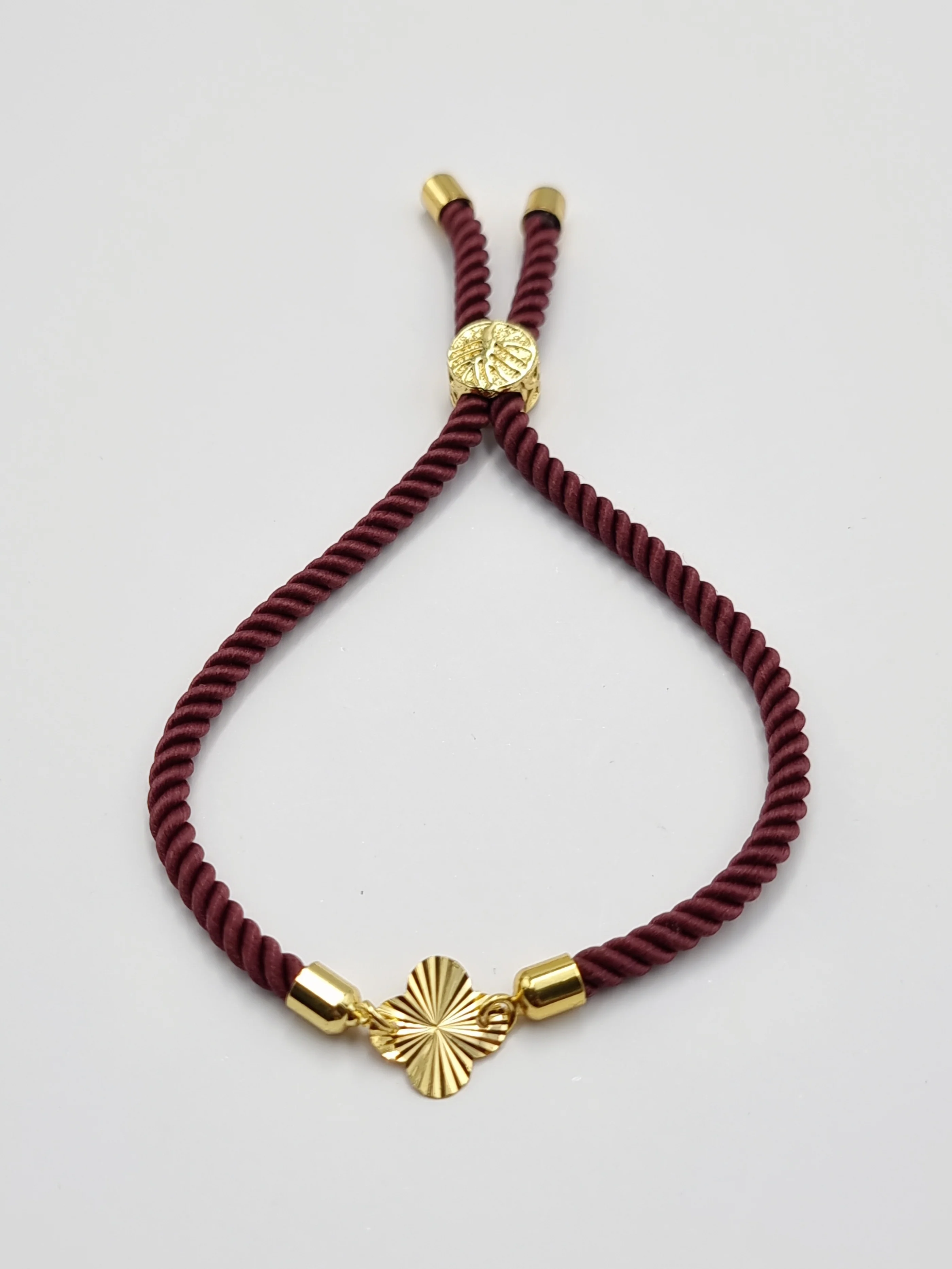 21K Pure Gold Thread Adjustable Flower Design Bracelet - Image 24