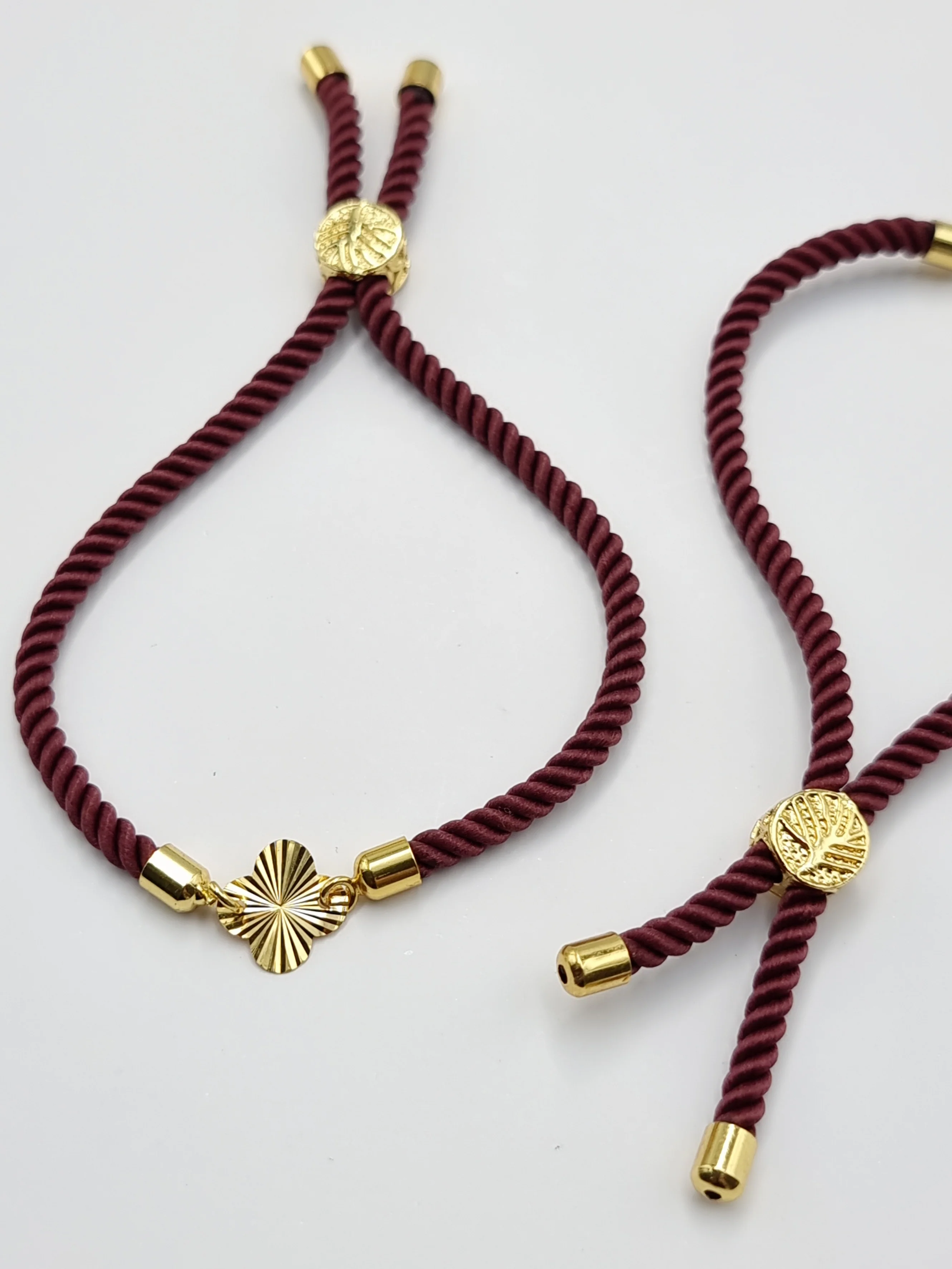 21K Pure Gold Thread Adjustable Flower Design Bracelet - Image 25