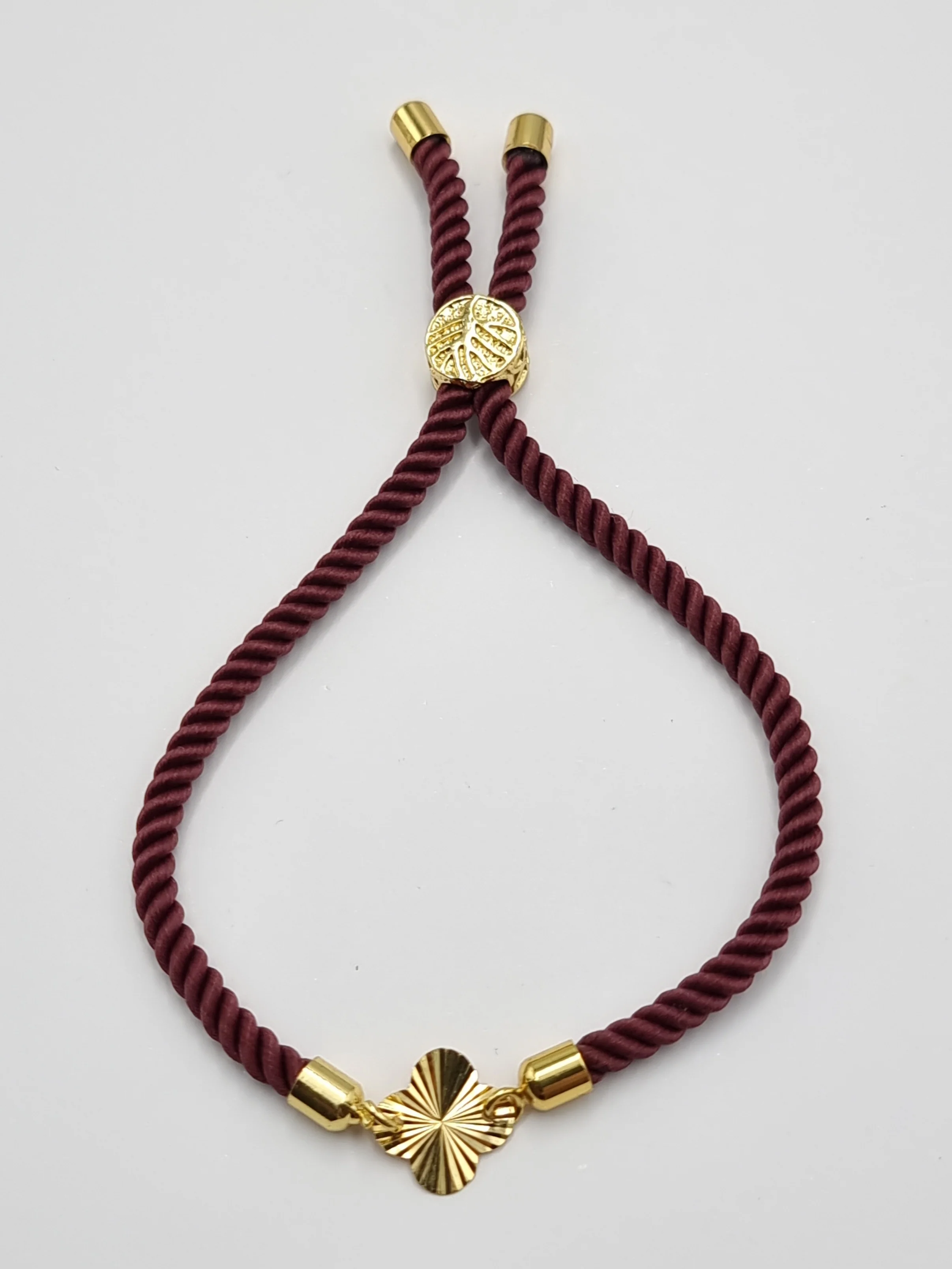 21K Pure Gold Thread Adjustable Flower Design Bracelet - Image 26
