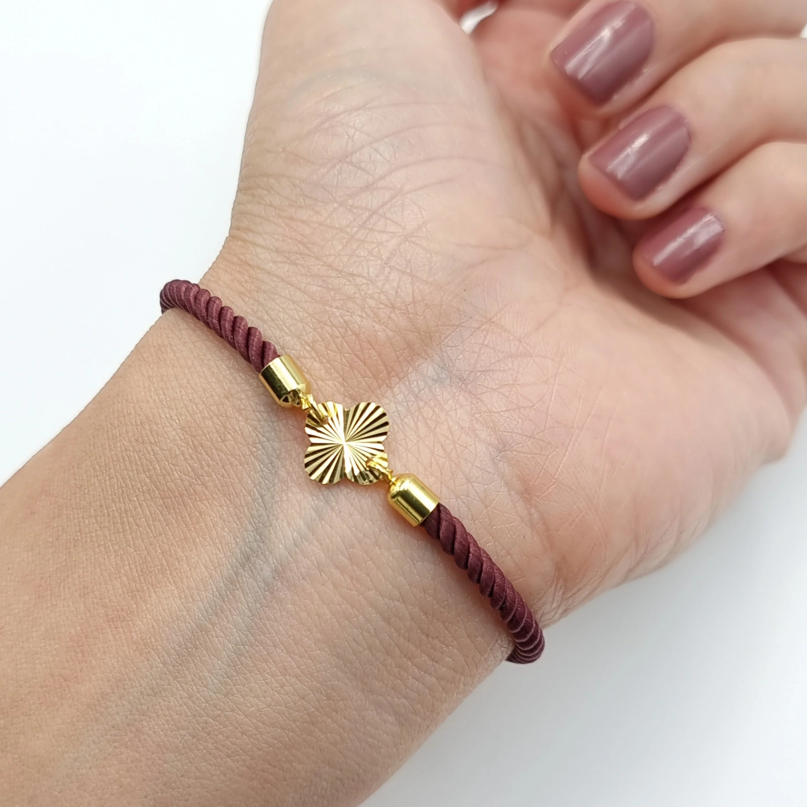 21K Pure Gold Thread Adjustable Flower Design Bracelet - Image 29