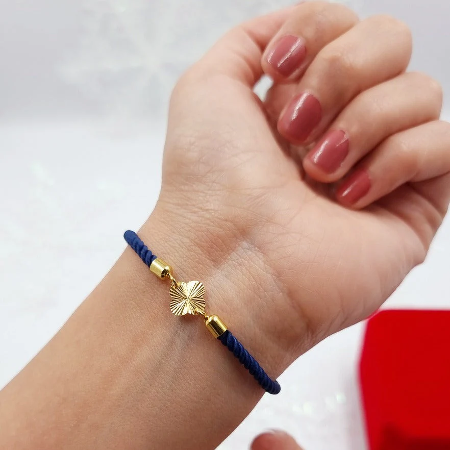 21K Pure Gold Thread Adjustable Flower Design Bracelet - Image 3