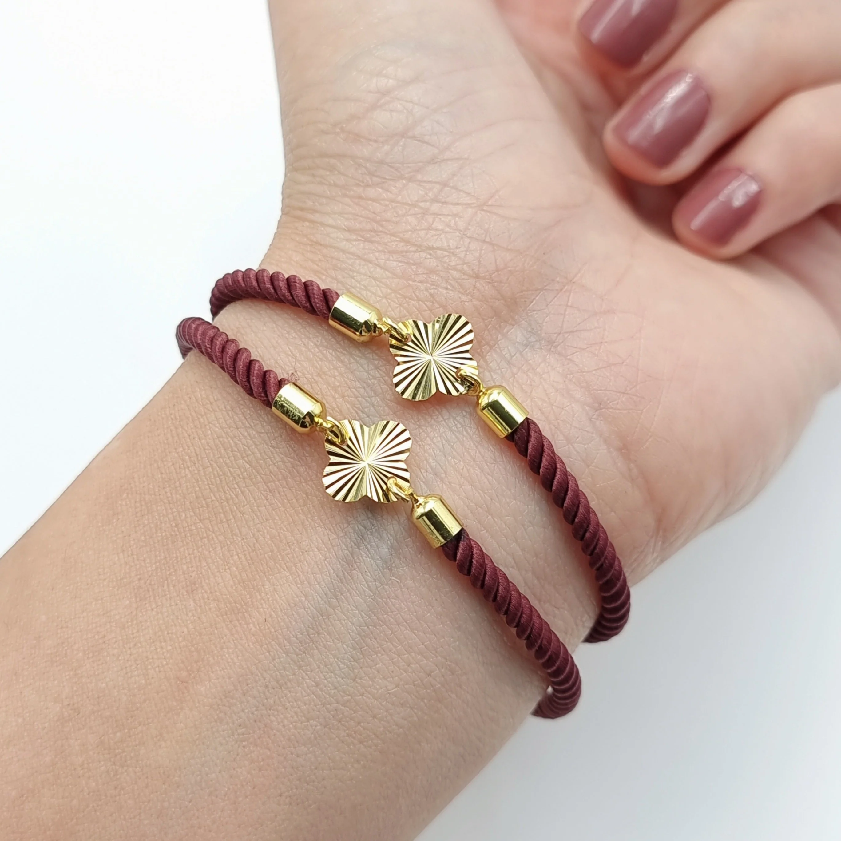 21K Pure Gold Thread Adjustable Flower Design Bracelet - Image 30