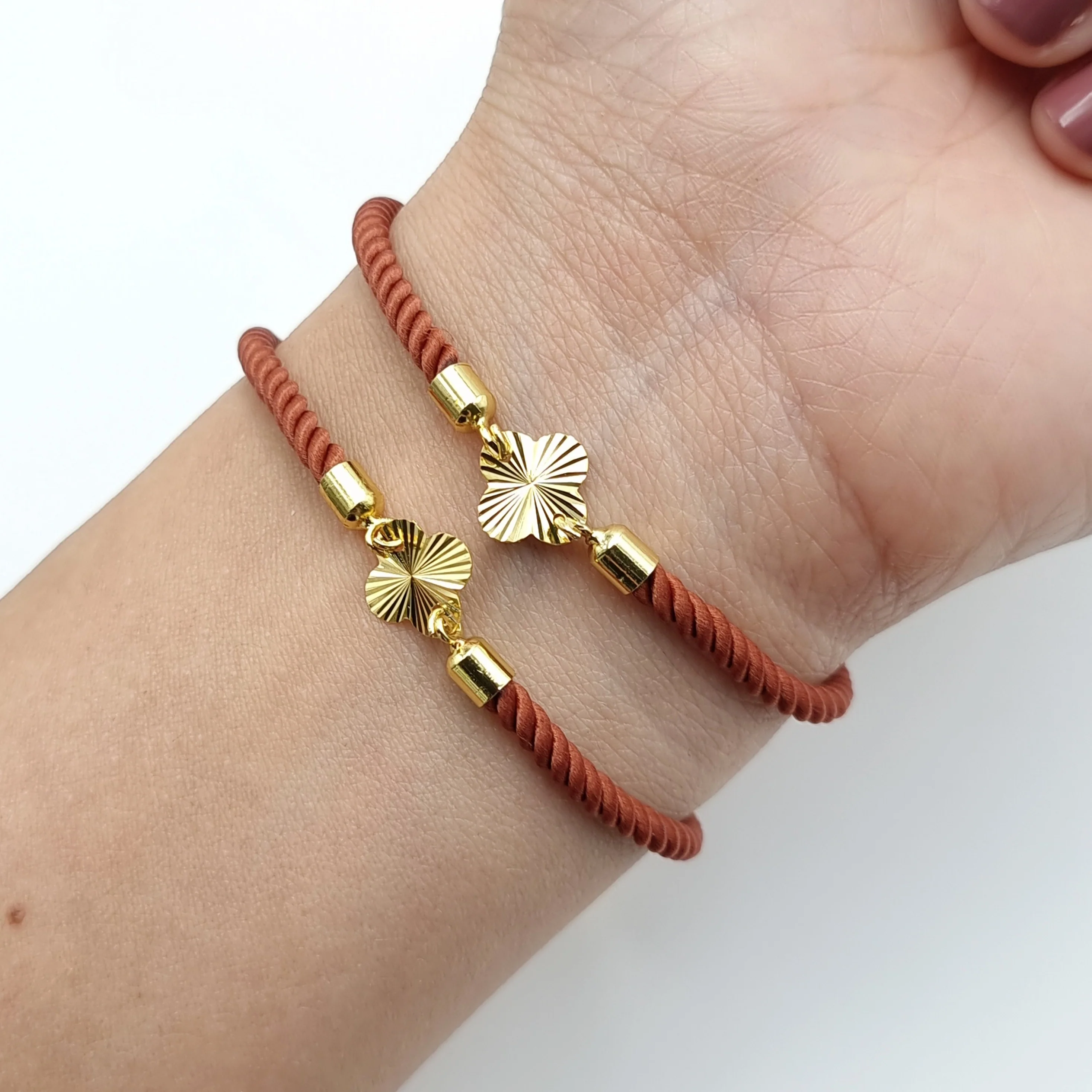 21K Pure Gold Thread Adjustable Flower Design Bracelet - Image 31