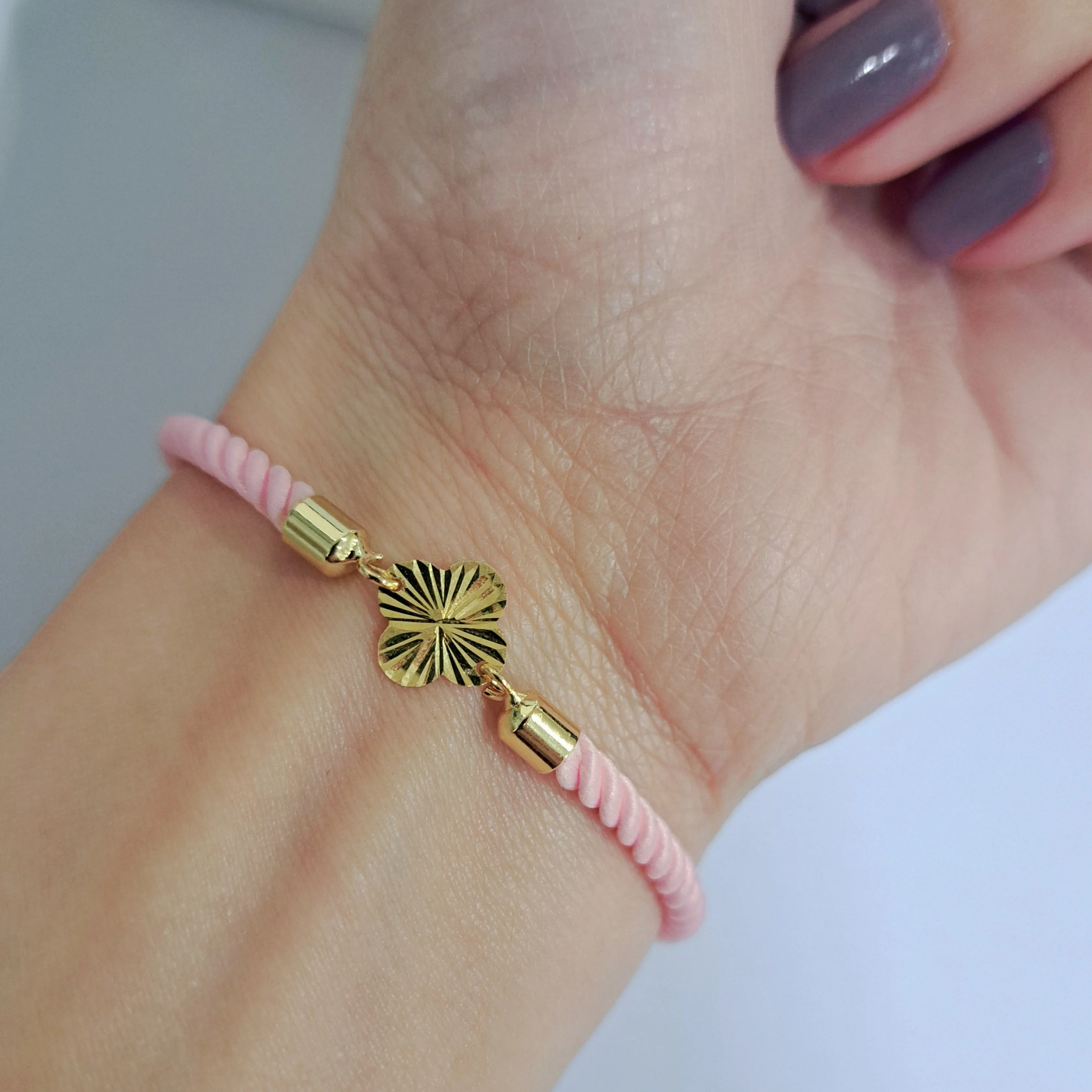 21K Pure Gold Thread Adjustable Flower Design Bracelet - Image 33
