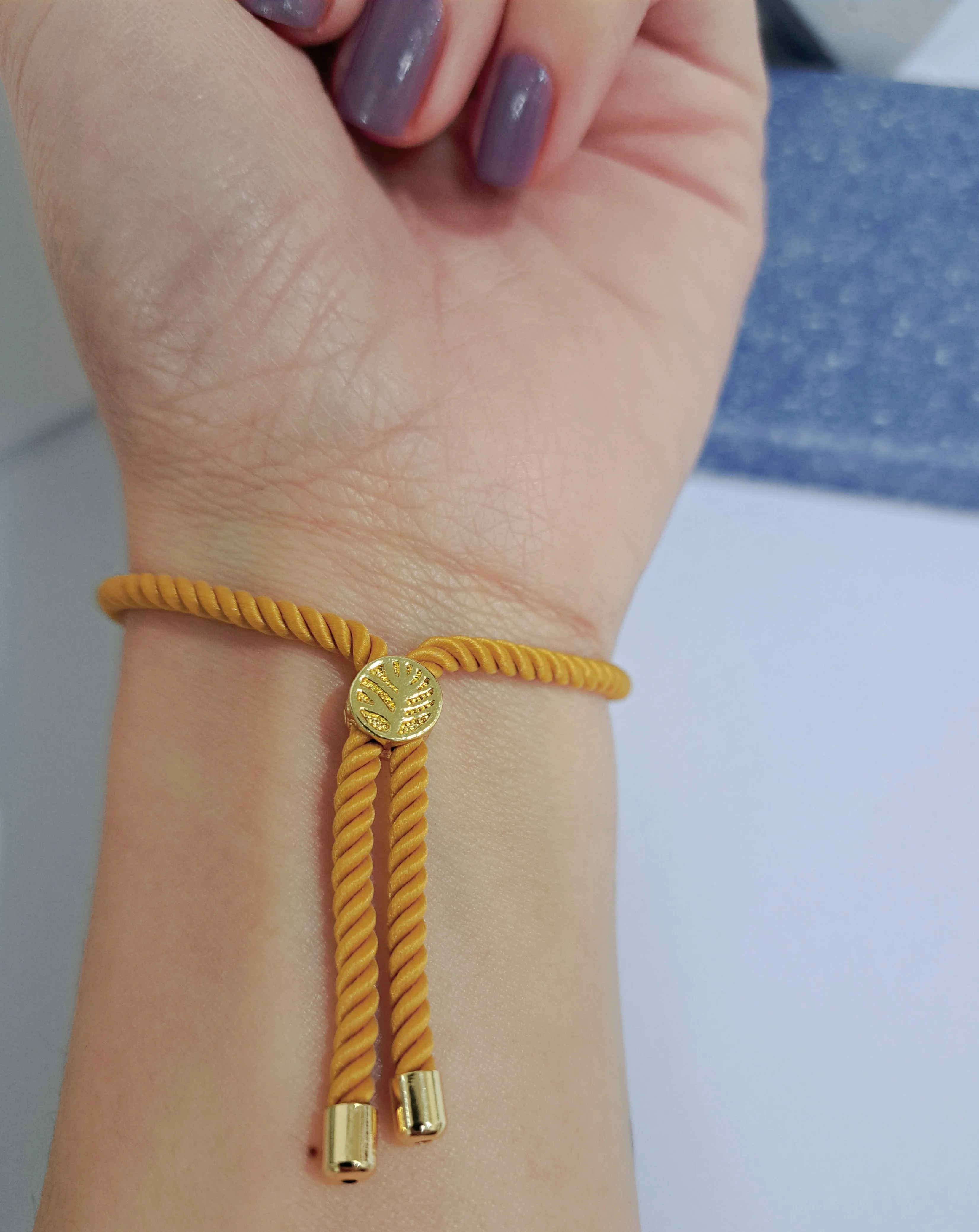 21K Pure Gold Thread Adjustable Flower Design Bracelet - Image 42