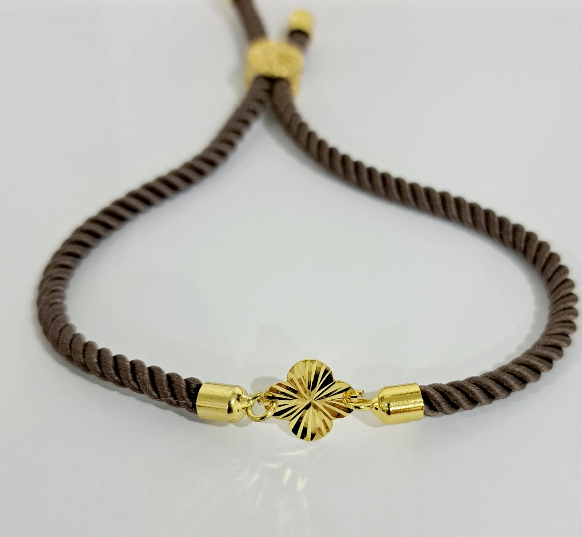 21K Pure Gold Thread Adjustable Flower Design Bracelet - Image 48