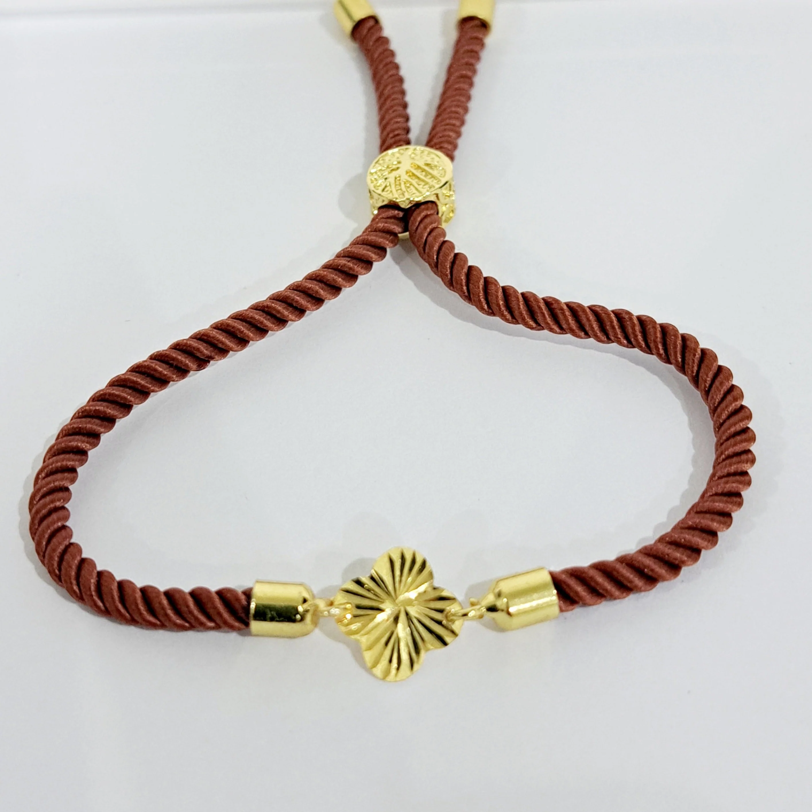 21K Pure Gold Thread Adjustable Flower Design Bracelet - Image 50