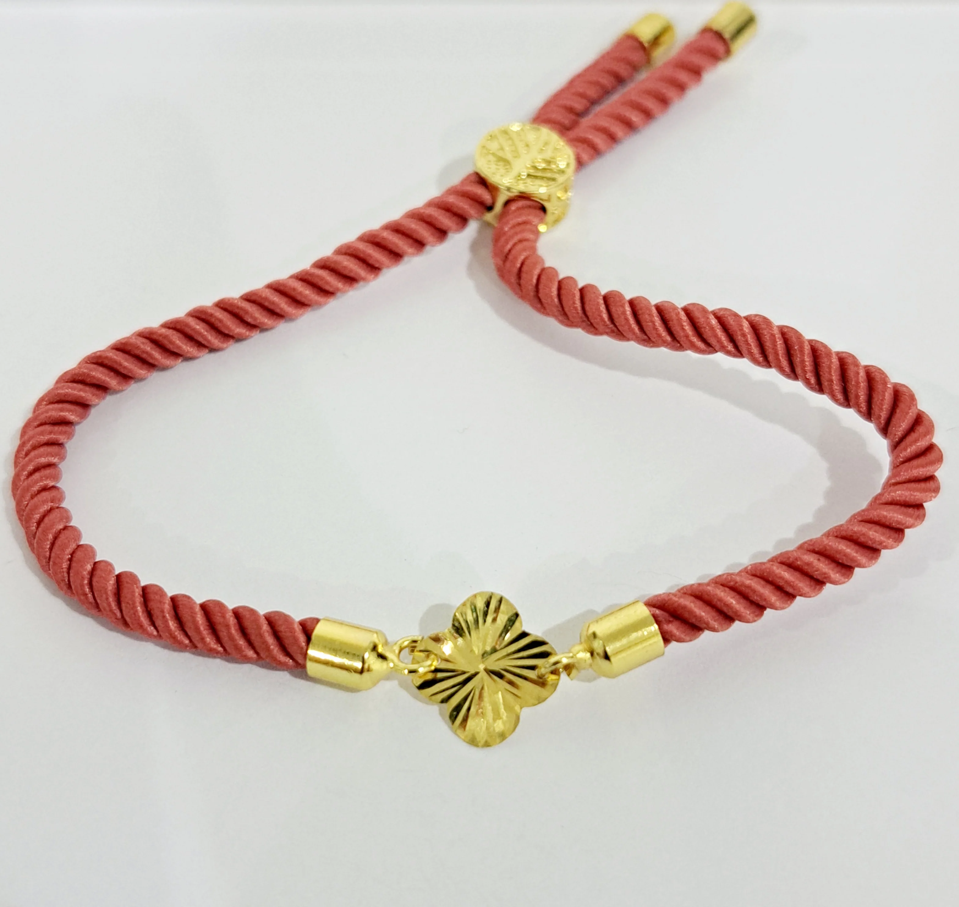 21K Pure Gold Thread Adjustable Flower Design Bracelet - Image 51