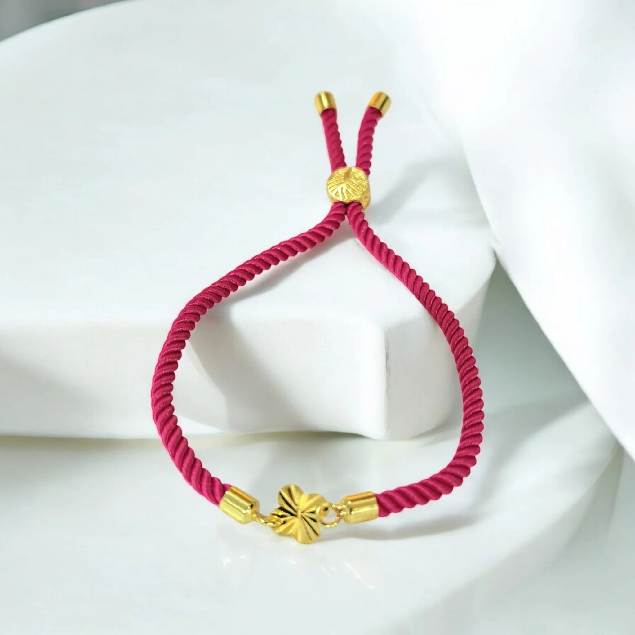 21K Pure Gold Thread Adjustable Flower Design Bracelet - Image 52