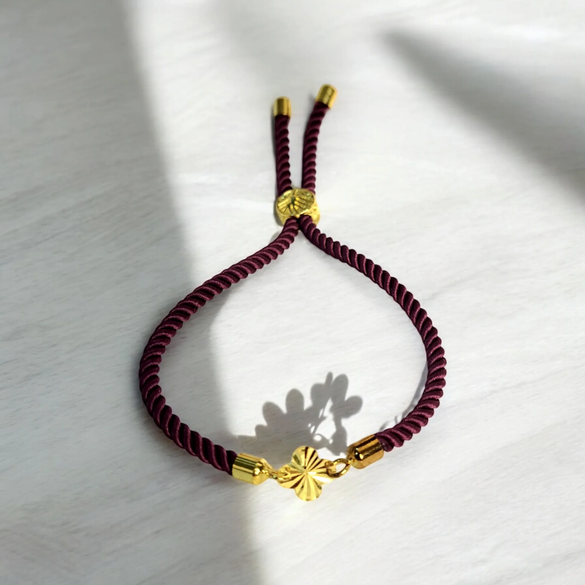 21K Pure Gold Thread Adjustable Flower Design Bracelet - Image 53