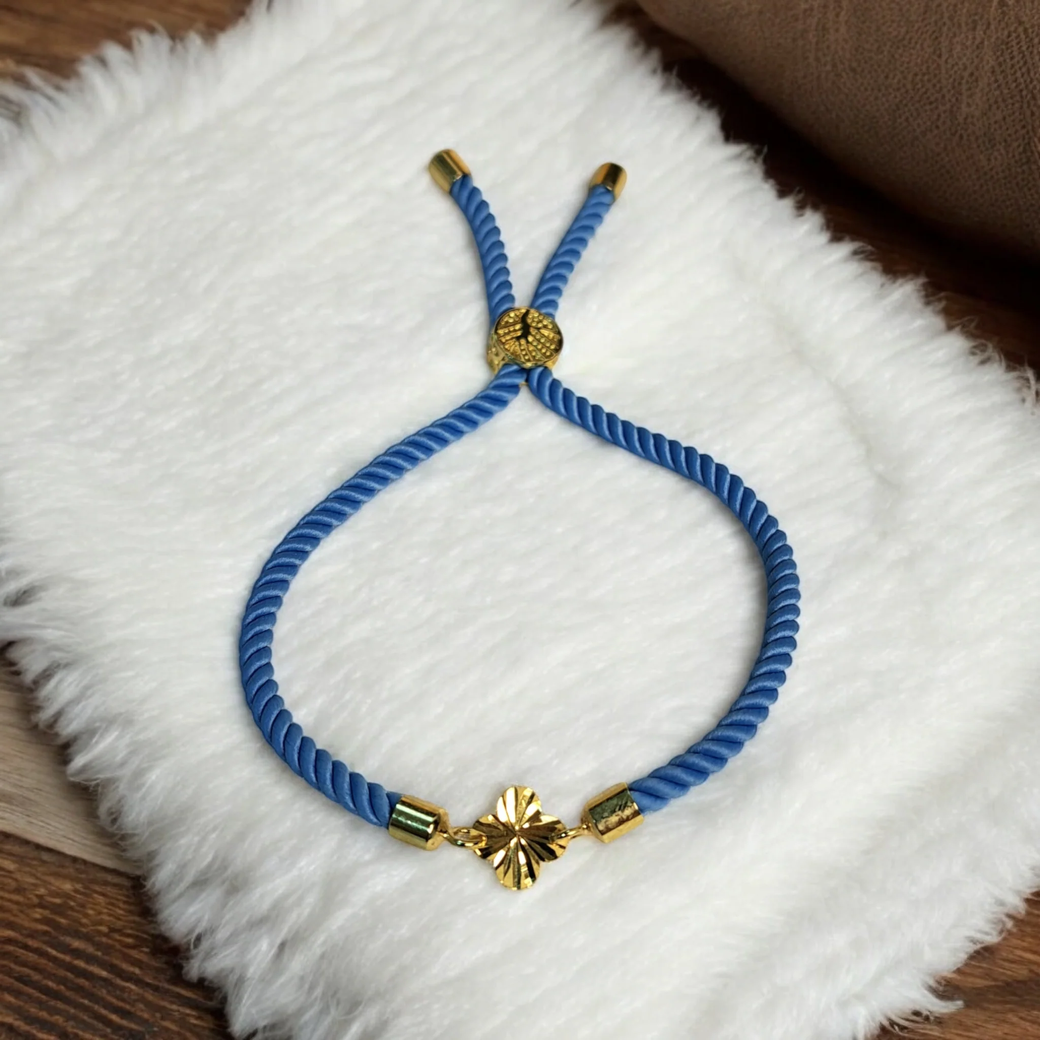 21K Pure Gold Thread Adjustable Flower Design Bracelet - Image 58