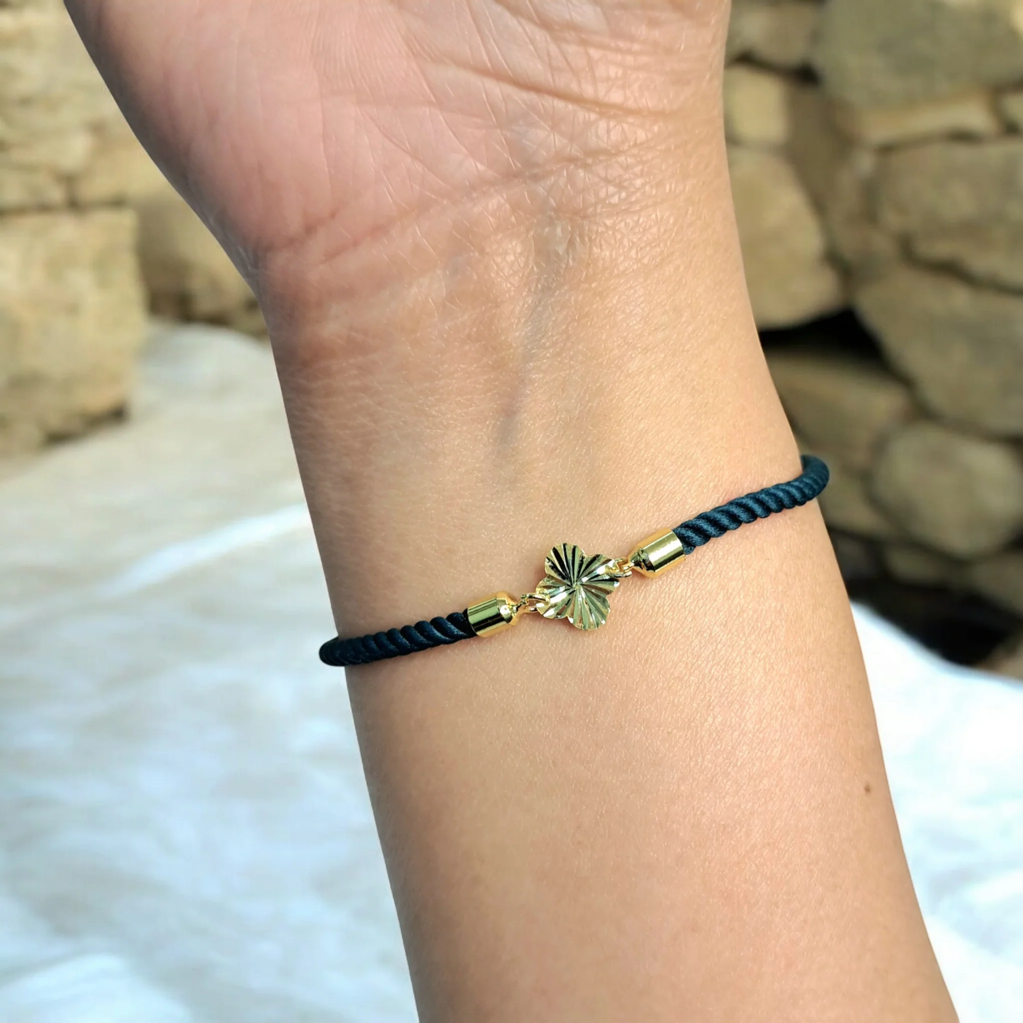 21K Pure Gold Thread Adjustable Flower Design Bracelet - Image 64
