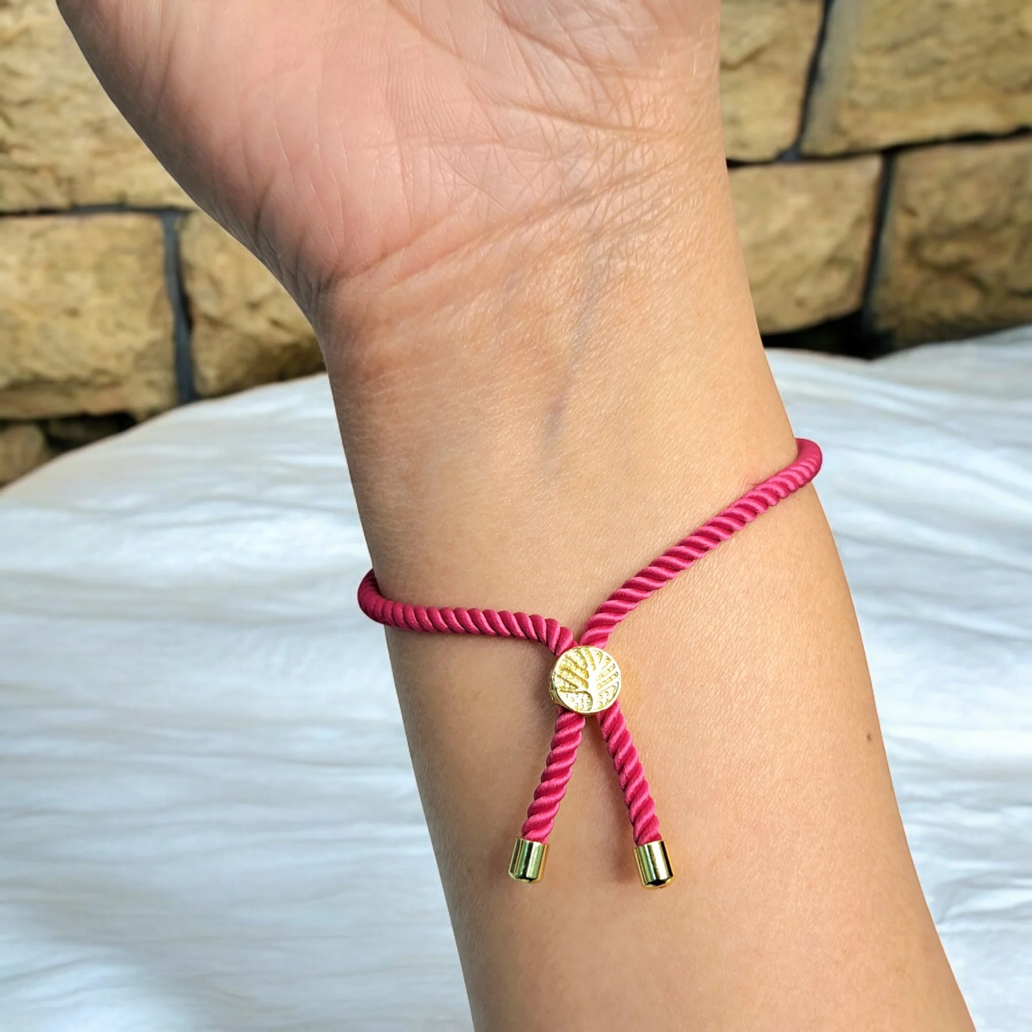 21K Pure Gold Thread Adjustable Flower Design Bracelet - Image 65