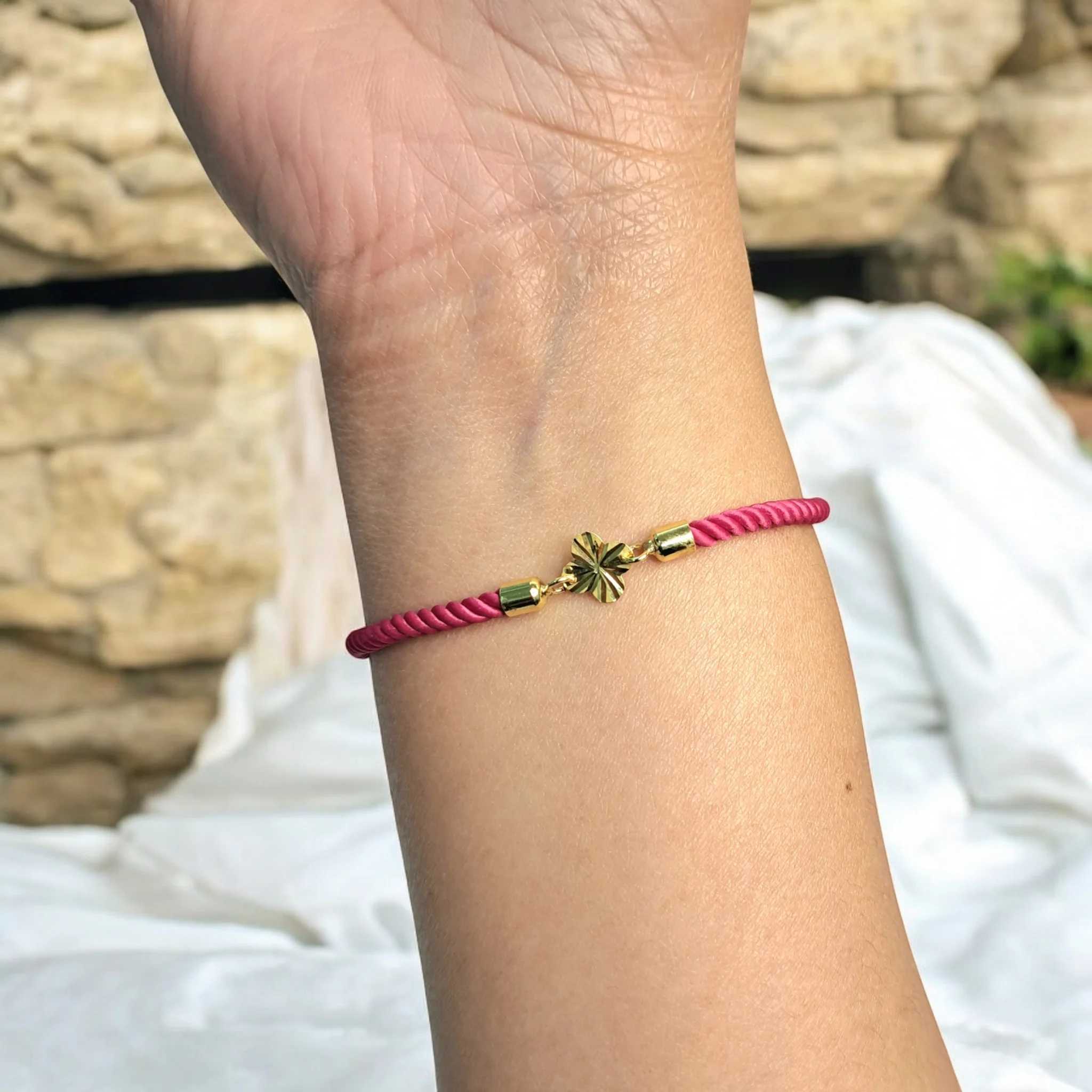 21K Pure Gold Thread Adjustable Flower Design Bracelet - Image 66
