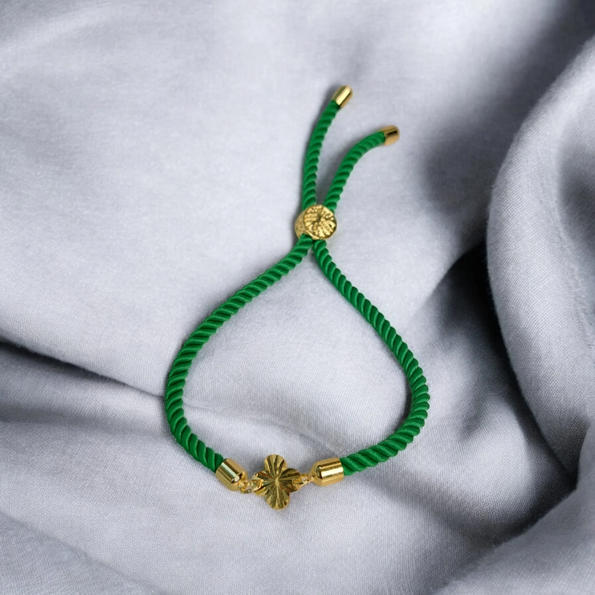 21K Pure Gold Thread Adjustable Flower Design Bracelet - Image 70