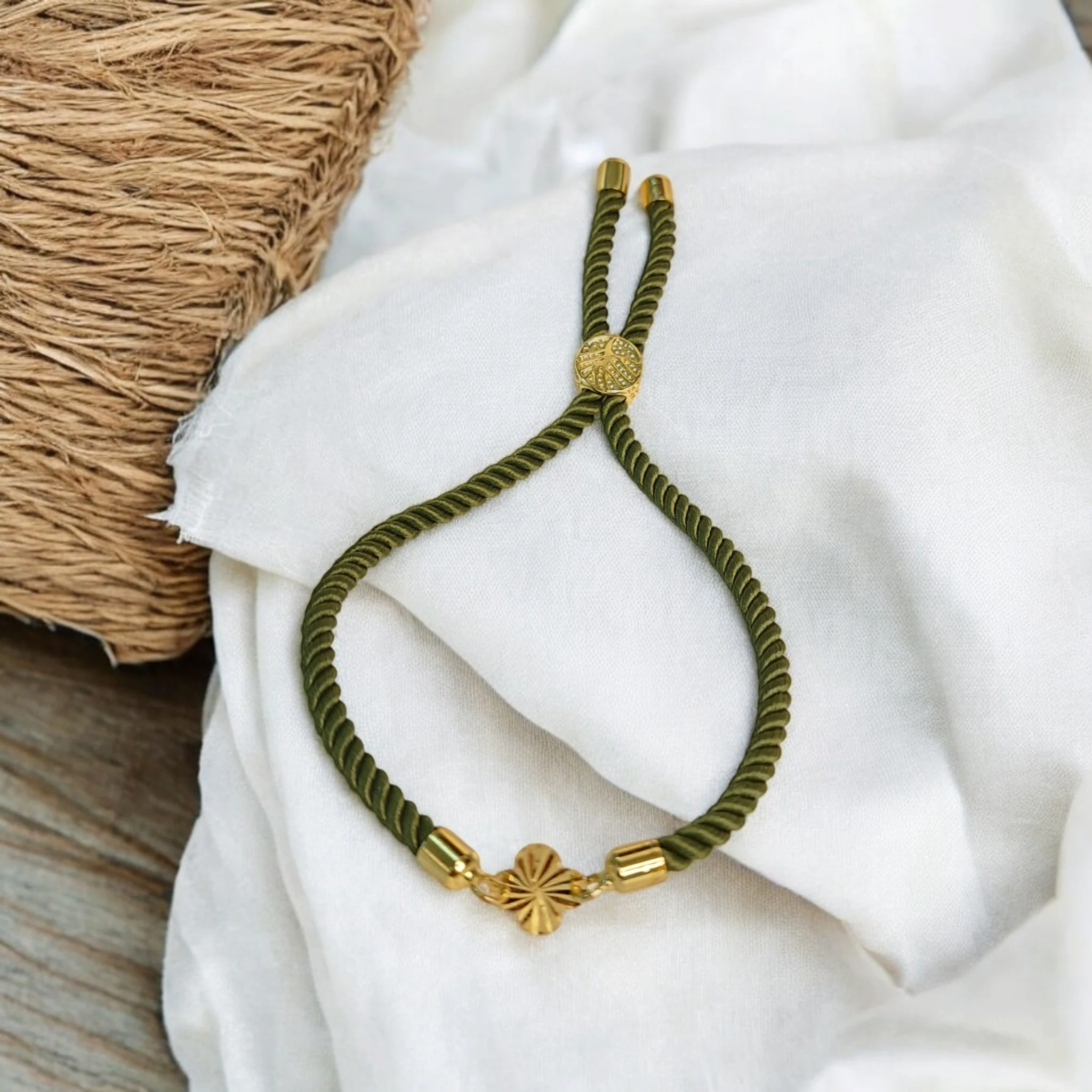 21K Pure Gold Thread Adjustable Flower Design Bracelet - Image 71