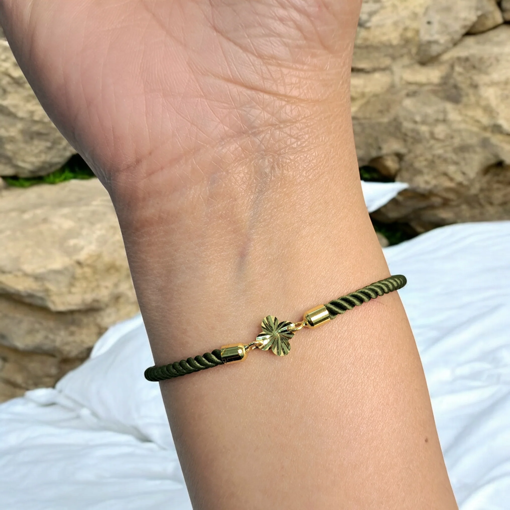 21K Pure Gold Thread Adjustable Flower Design Bracelet - Image 73