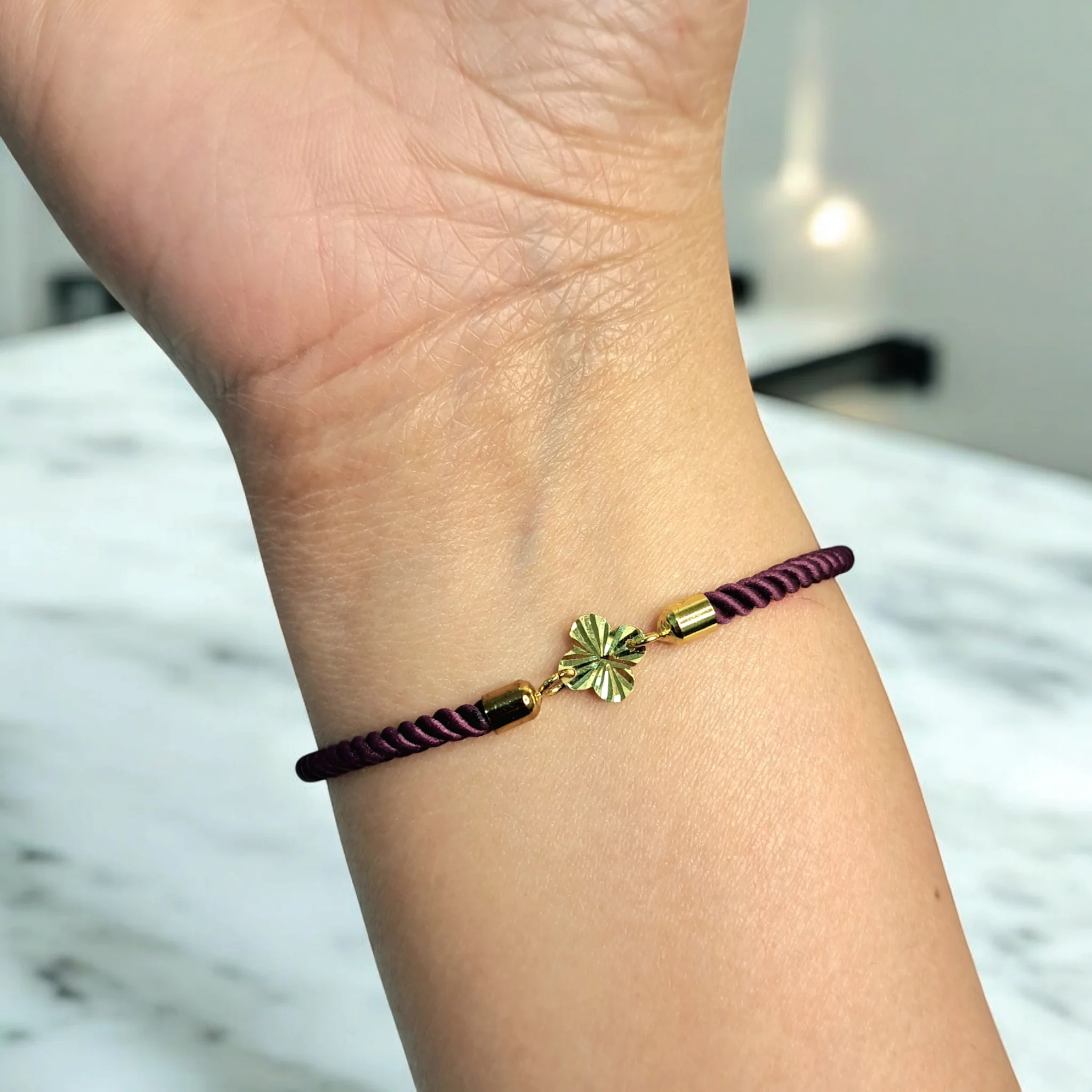 21K Pure Gold Thread Adjustable Flower Design Bracelet - Image 74