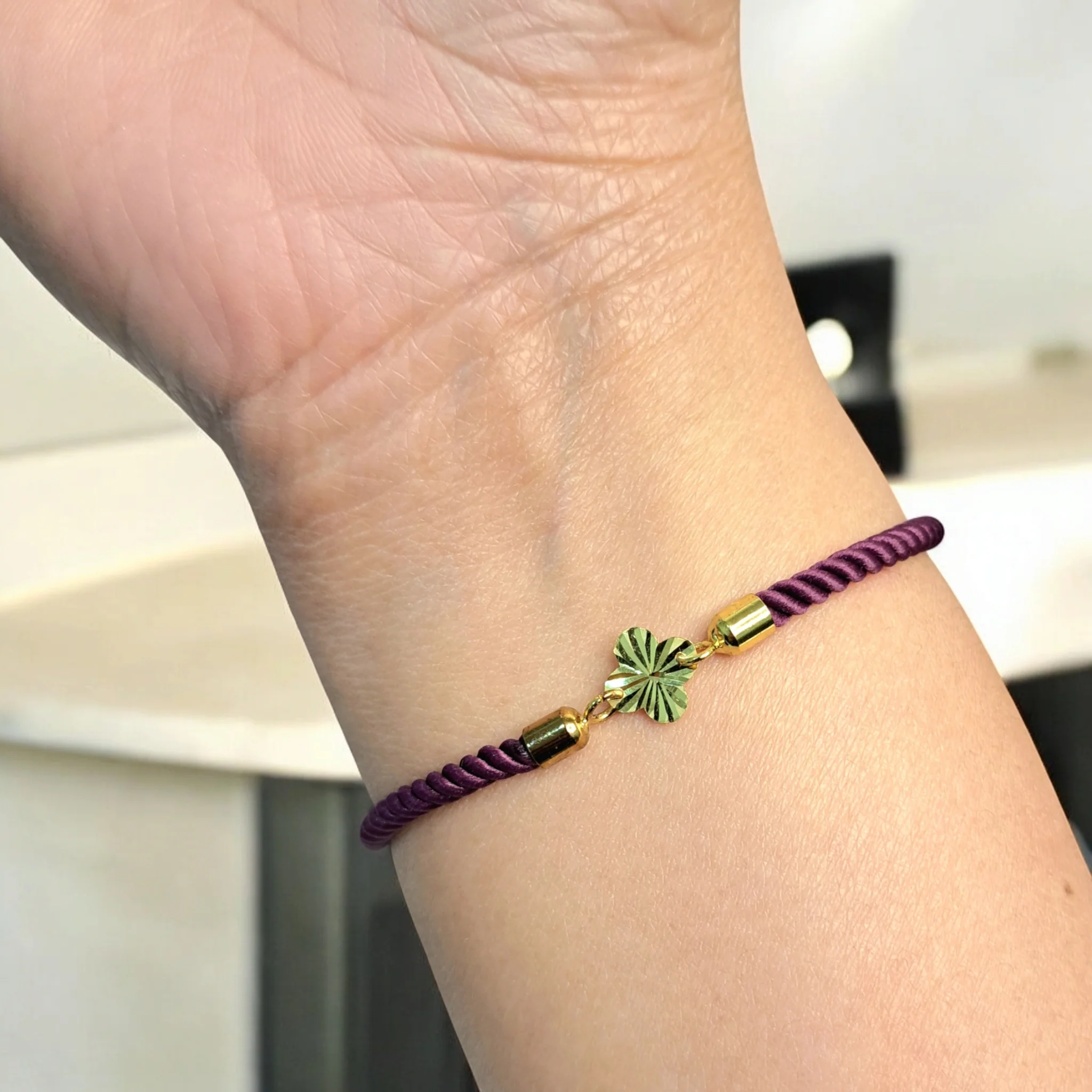 21K Pure Gold Thread Adjustable Flower Design Bracelet - Image 75