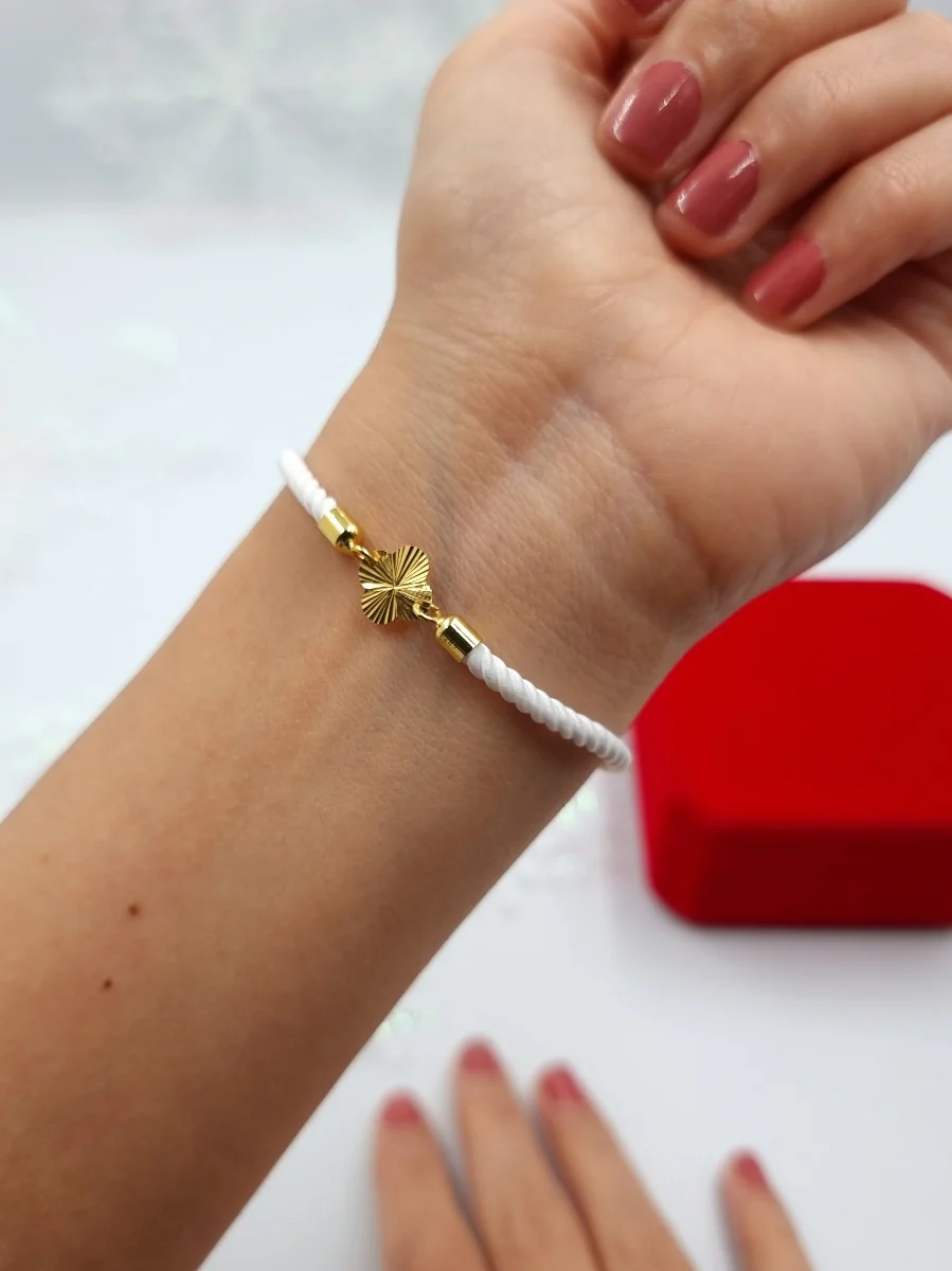 21K Pure Gold Thread Adjustable Flower Design Bracelet - Image 9