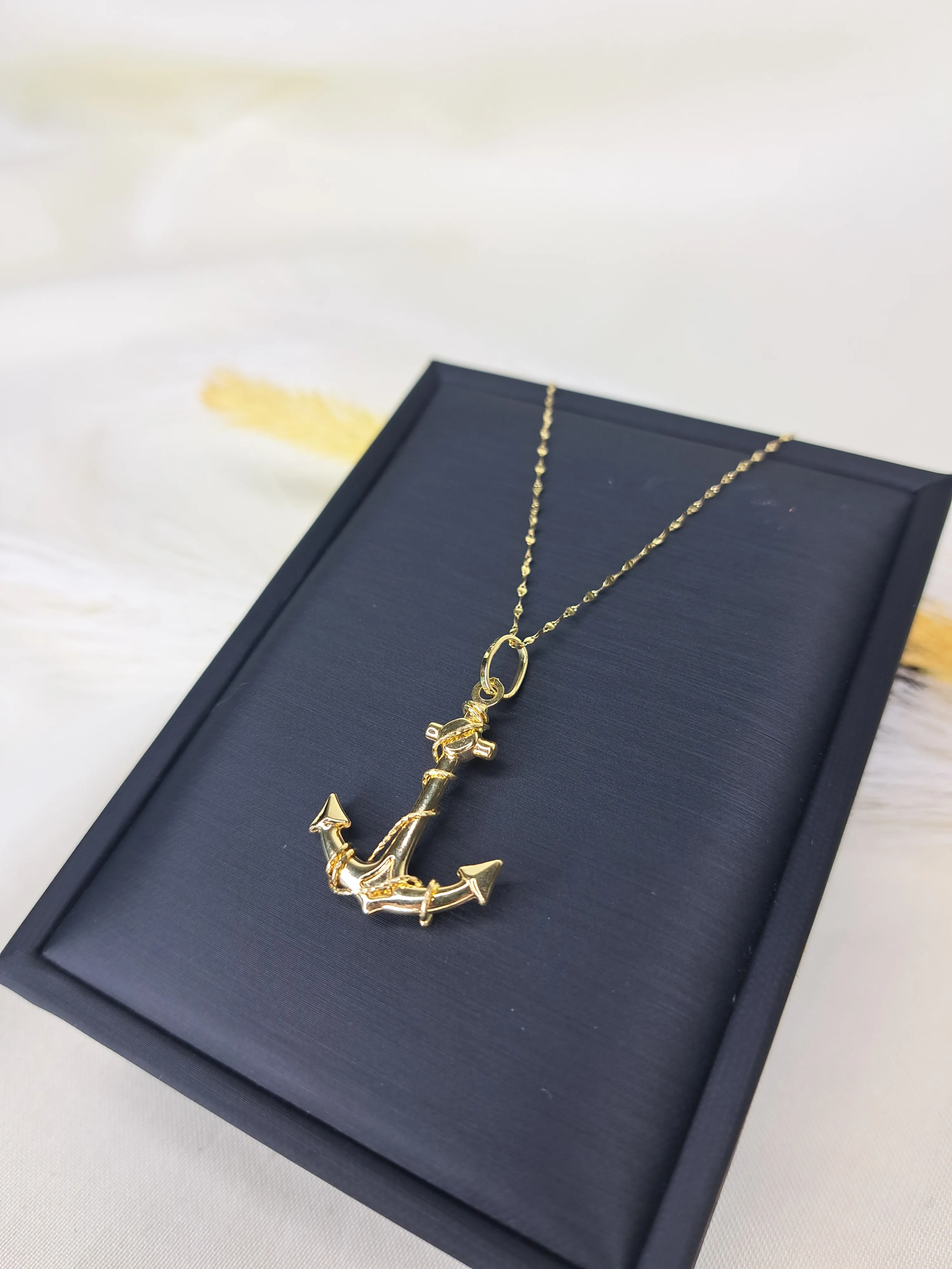 18K Pure Gold Anchor Design Necklace - Image 3