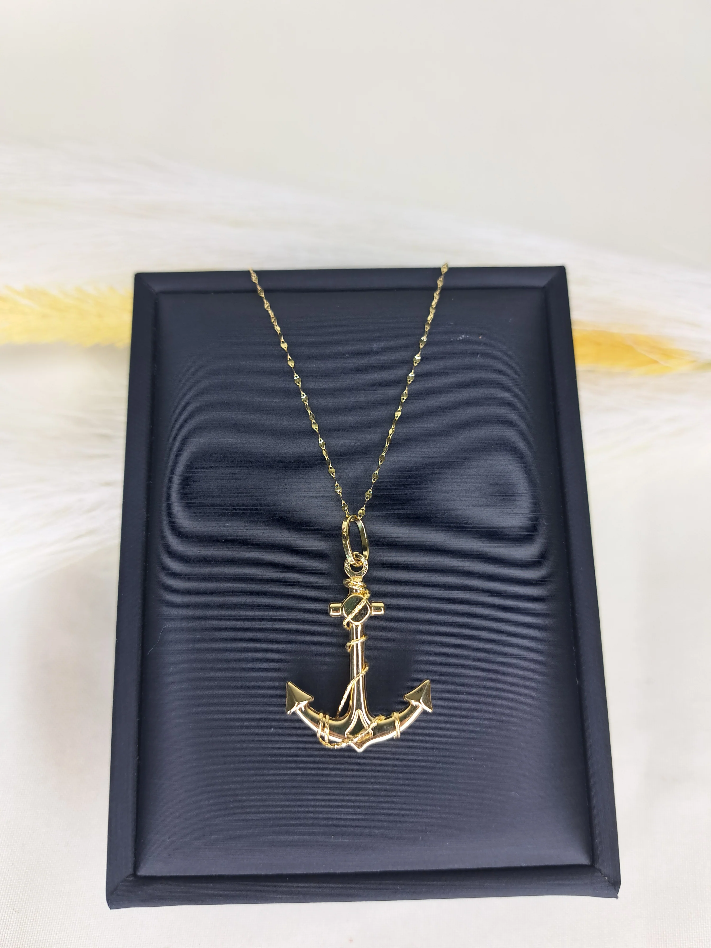18K Pure Gold Anchor Design Necklace - Image 4