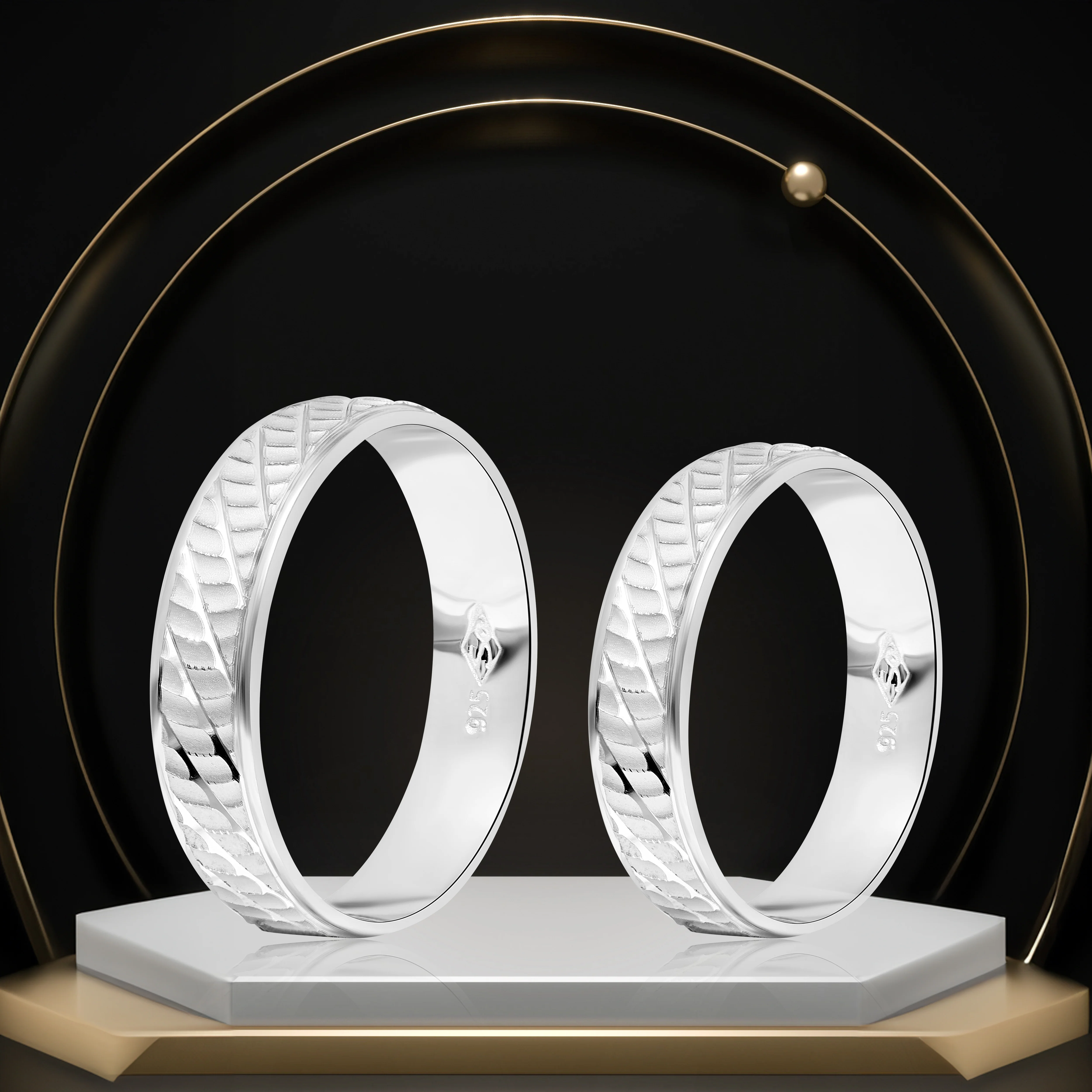 Real 925 Sterling Silver Couple Rings - Image 2